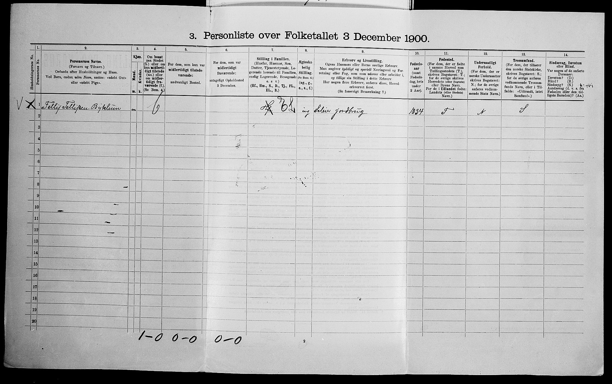 SAK, 1900 census for Valle, 1900, p. 228