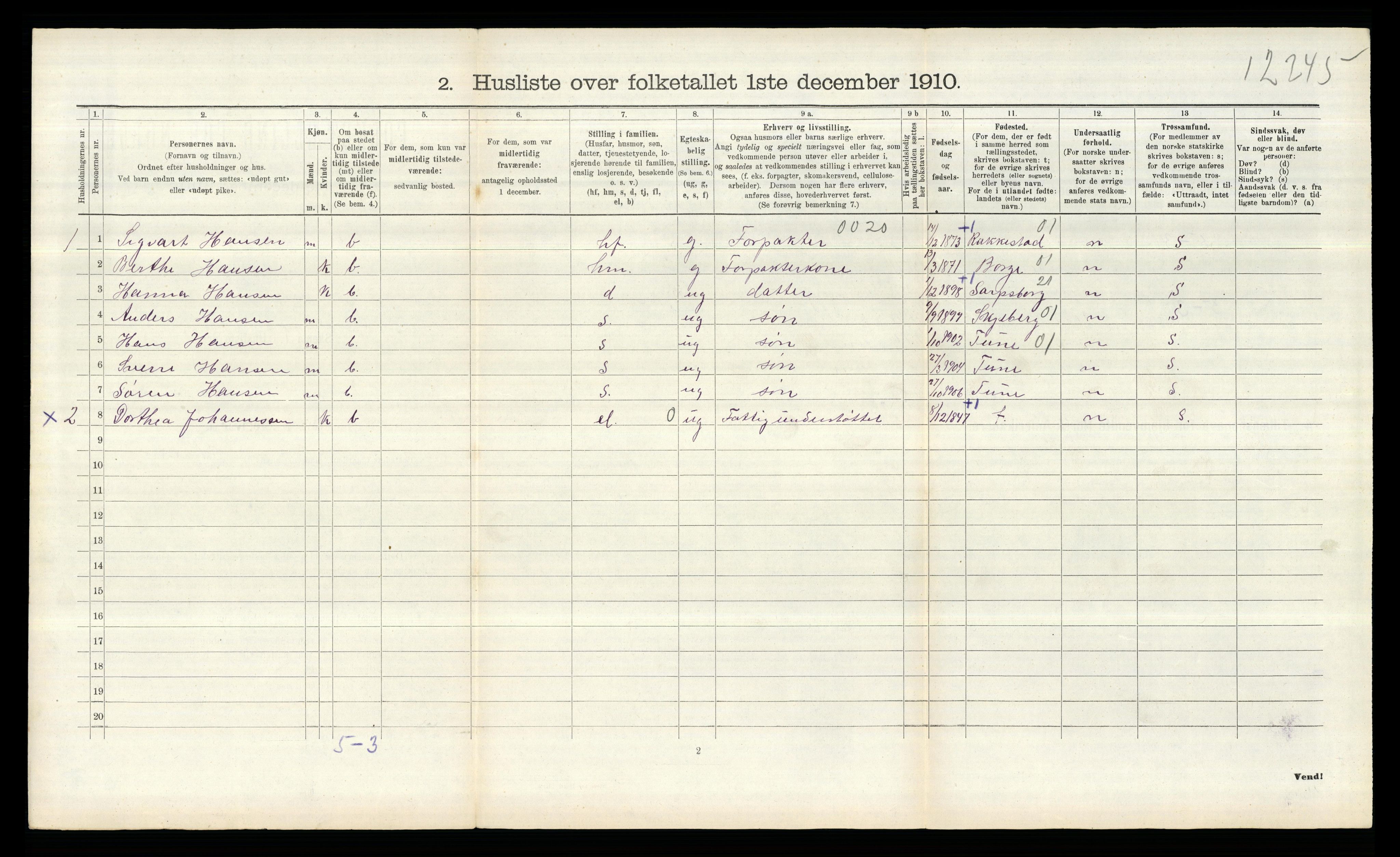 RA, 1910 census for Aremark, 1910, p. 584