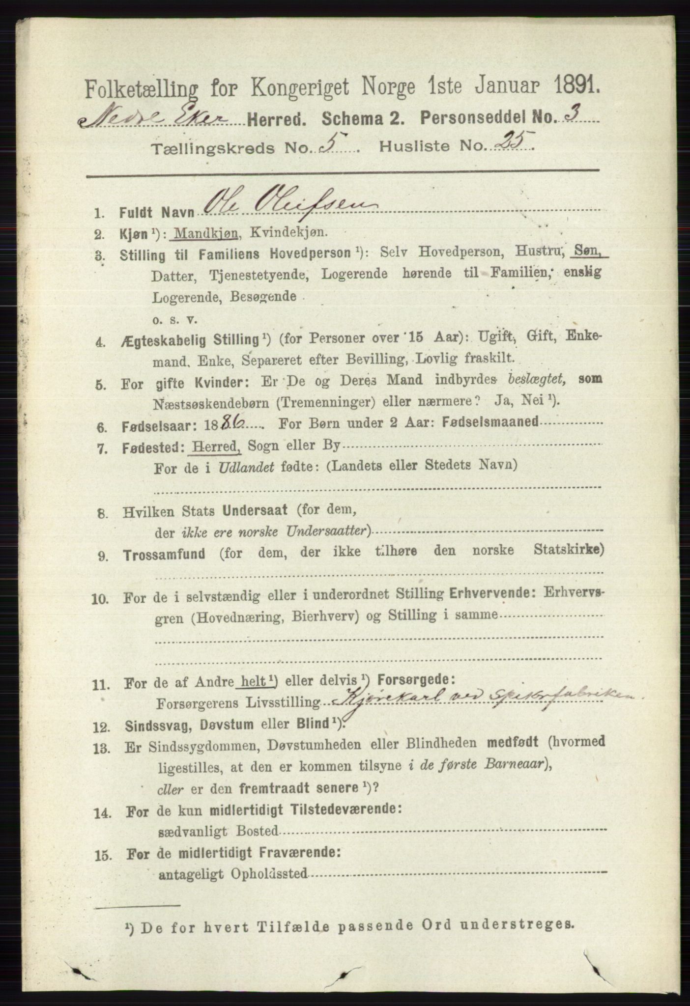 RA, 1891 census for 0625 Nedre Eiker, 1891, p. 2468