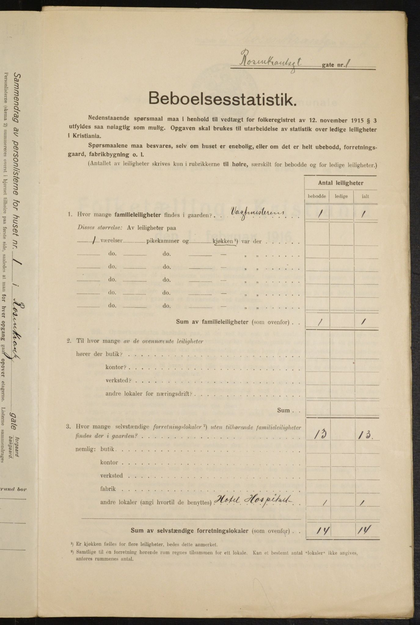 OBA, Municipal Census 1916 for Kristiania, 1916, p. 86083