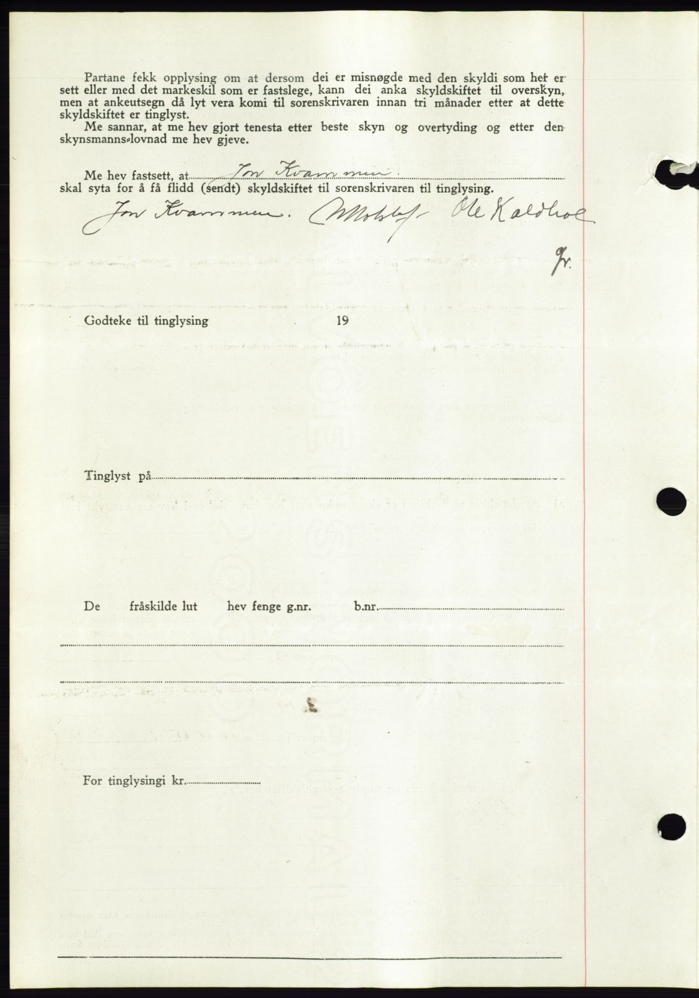 Søre Sunnmøre sorenskriveri, AV/SAT-A-4122/1/2/2C/L0075: Mortgage book no. 1A, 1943-1943, Diary no: : 801/1943