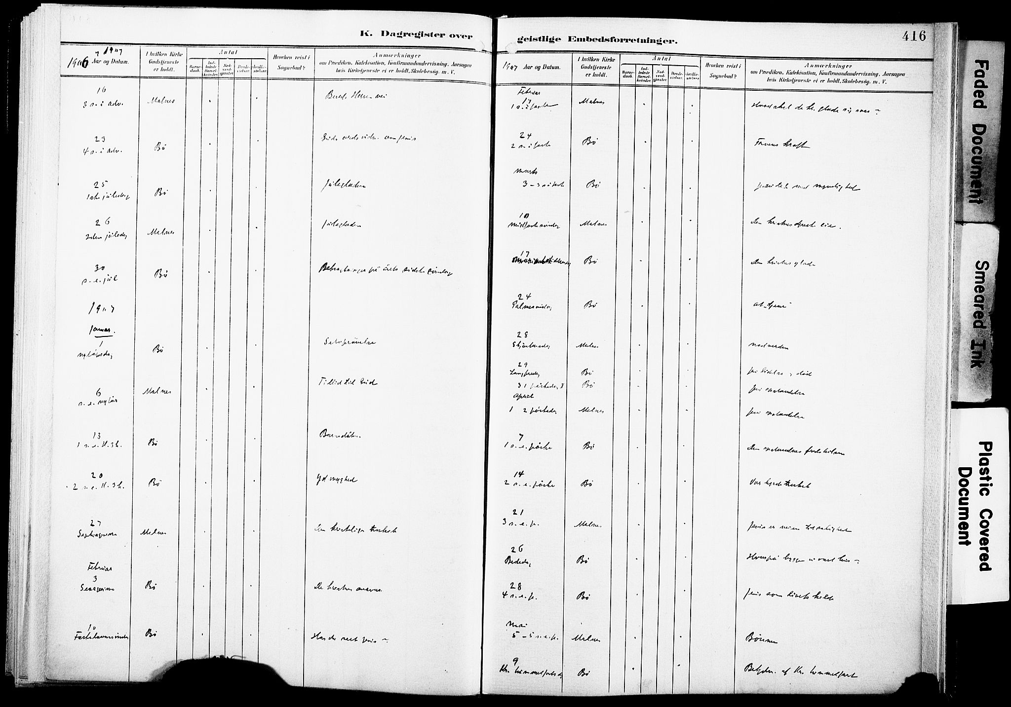 Ministerialprotokoller, klokkerbøker og fødselsregistre - Nordland, AV/SAT-A-1459/891/L1305: Parish register (official) no. 891A10, 1895-1921, p. 416