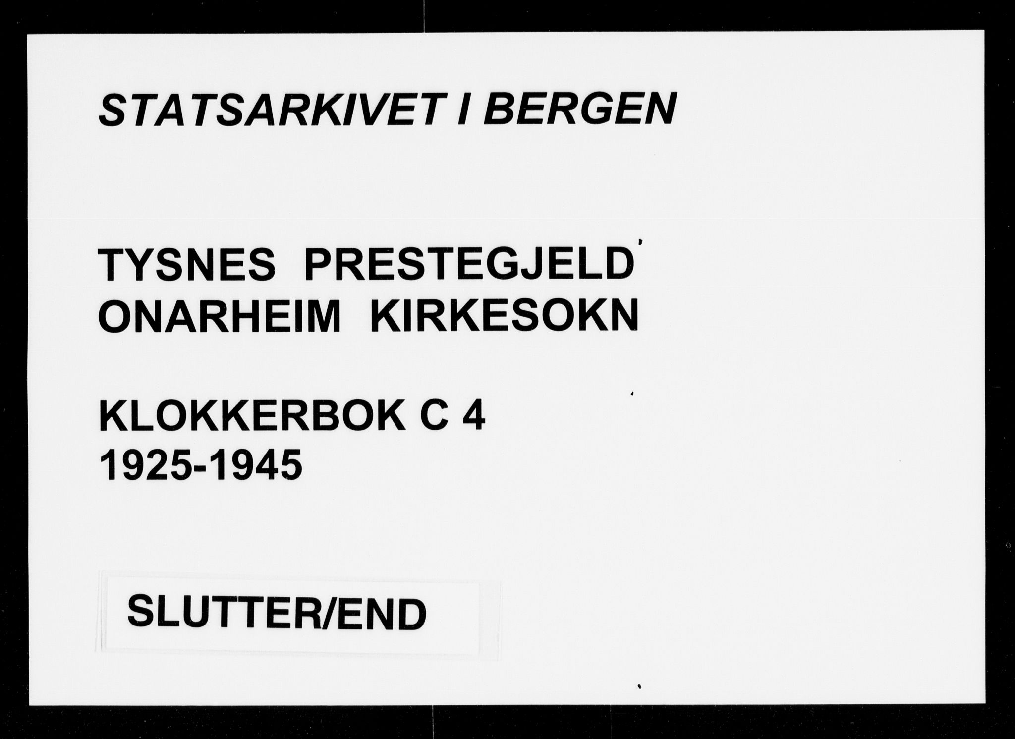 Tysnes sokneprestembete, SAB/A-78601/H/Hab: Parish register (copy) no. C 4, 1925-1945