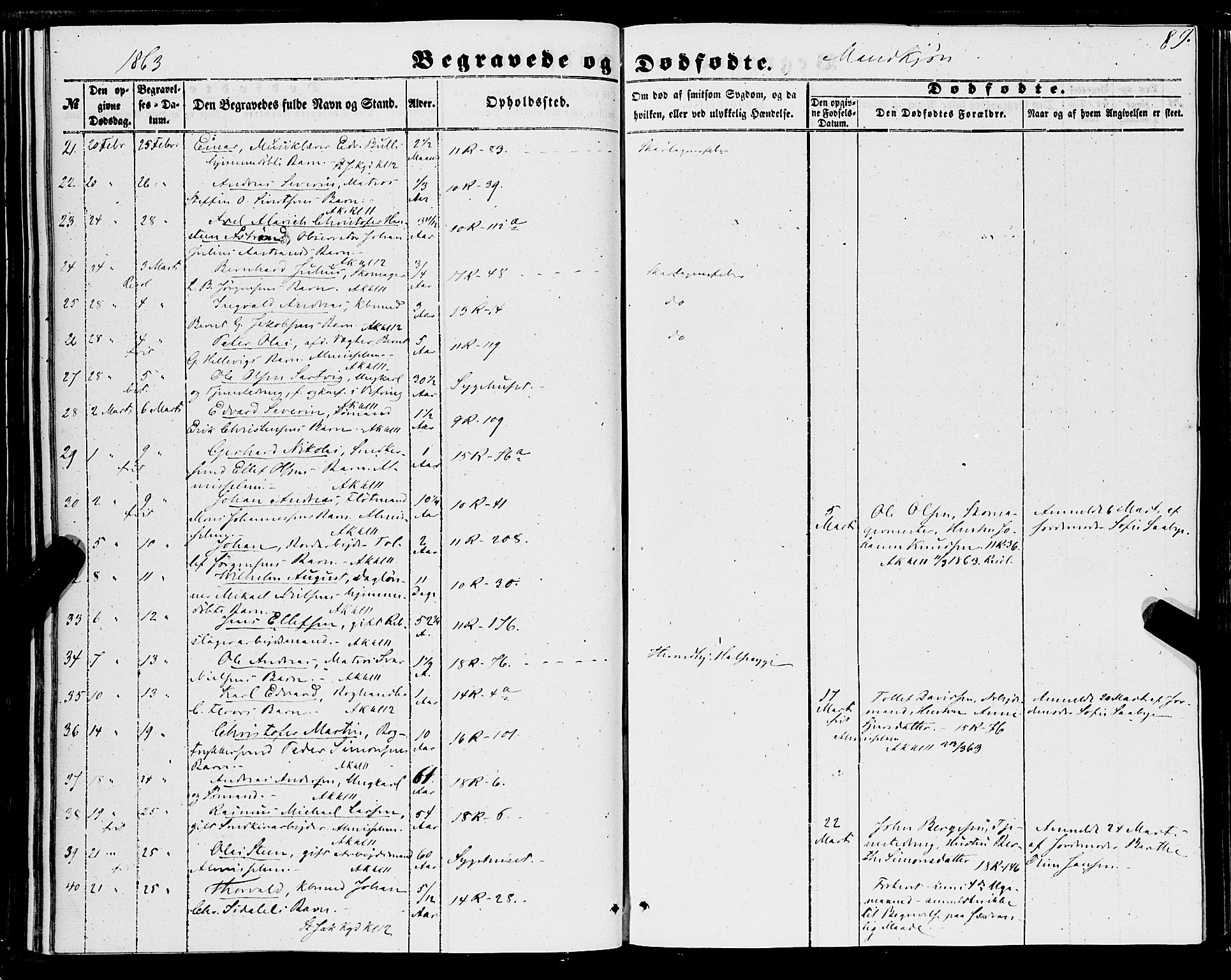 Domkirken sokneprestembete, AV/SAB-A-74801/H/Haa/L0041: Parish register (official) no. E 2, 1853-1863, p. 89