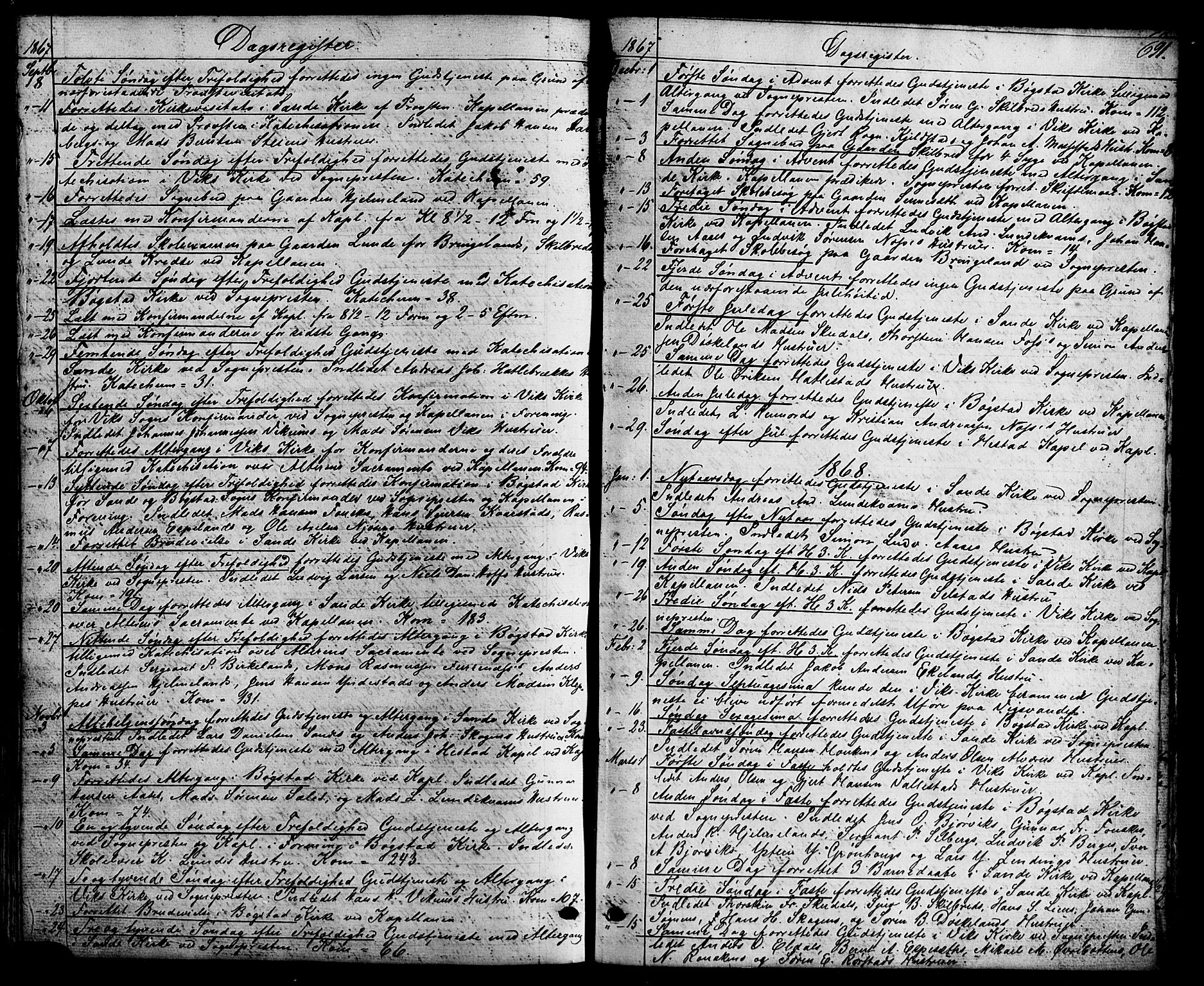 Gaular sokneprestembete, SAB/A-80001/H/Haa: Parish register (official) no. A 5, 1860-1881, p. 691