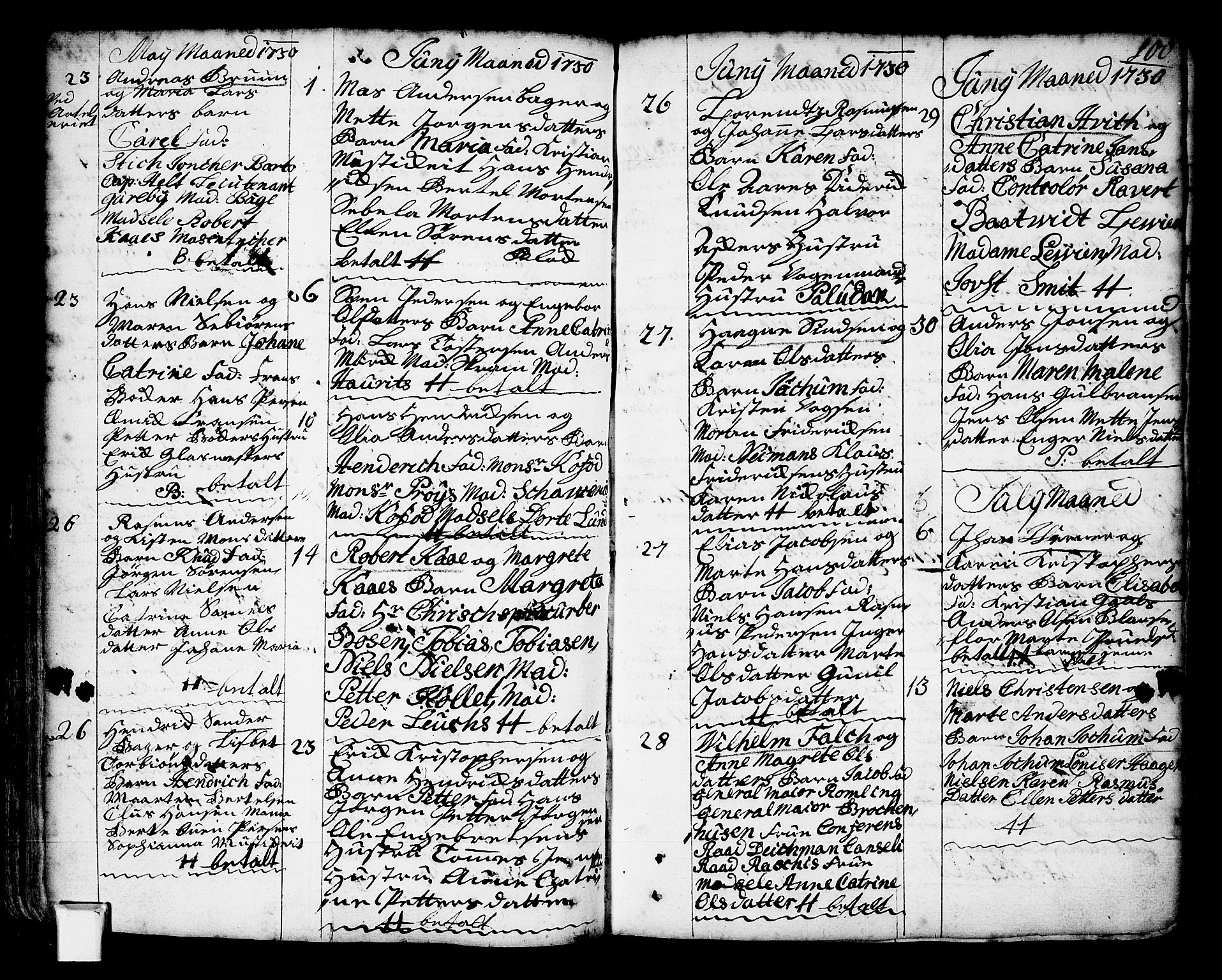 Oslo domkirke Kirkebøker, AV/SAO-A-10752/F/Fa/L0002: Parish register (official) no. 2, 1705-1730, p. 100