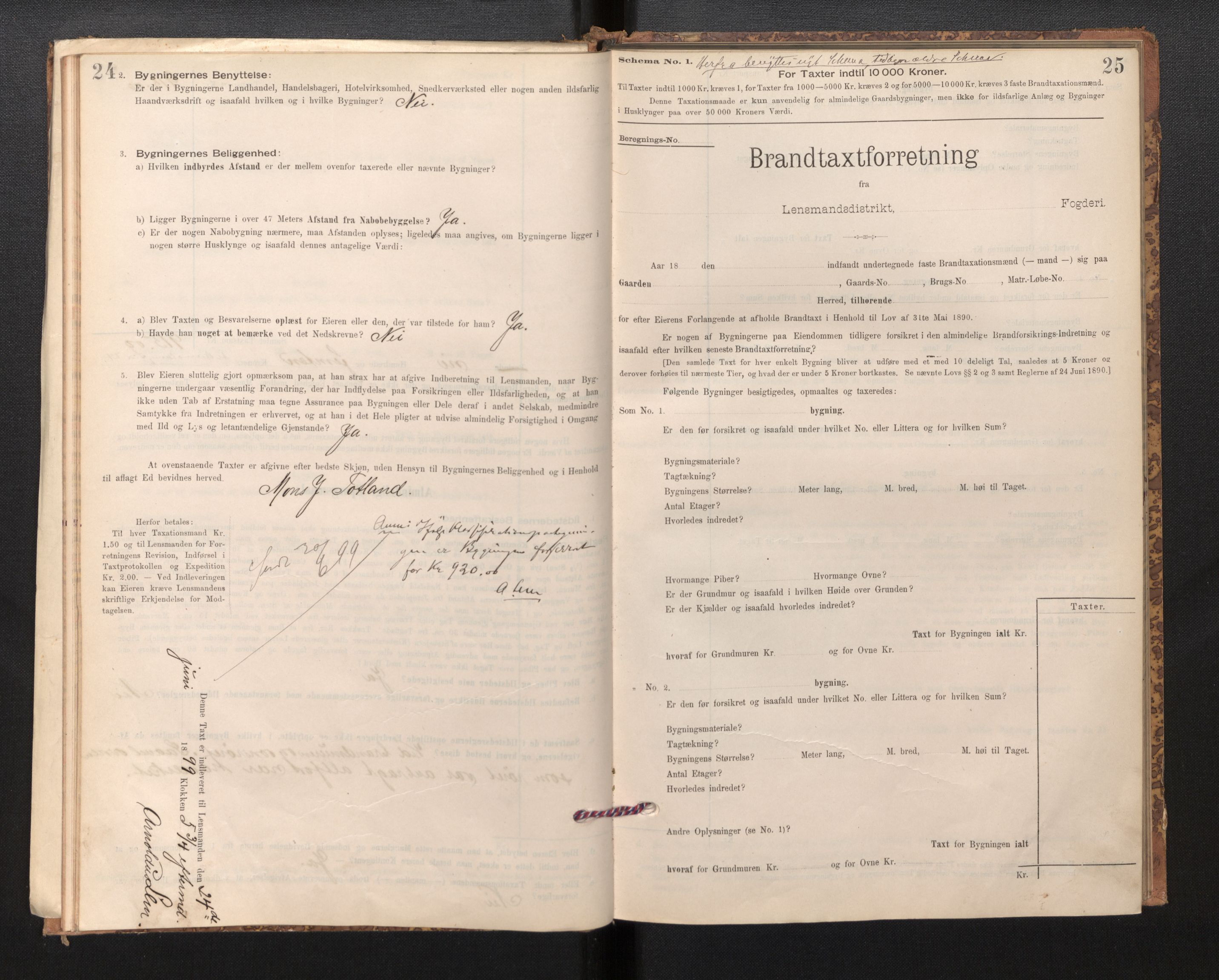 Lensmannen i Davik, SAB/A-26801/0012/L0004: Branntakstprotokoll, skjematakst, 1894-1915, p. 24-25