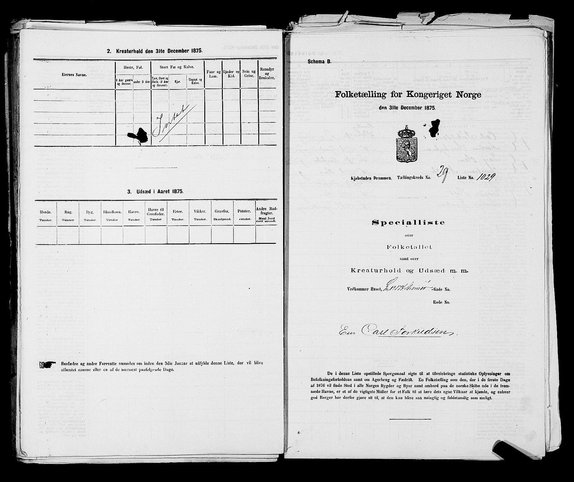 SAKO, 1875 census for 0602 Drammen, 1875, p. 2761
