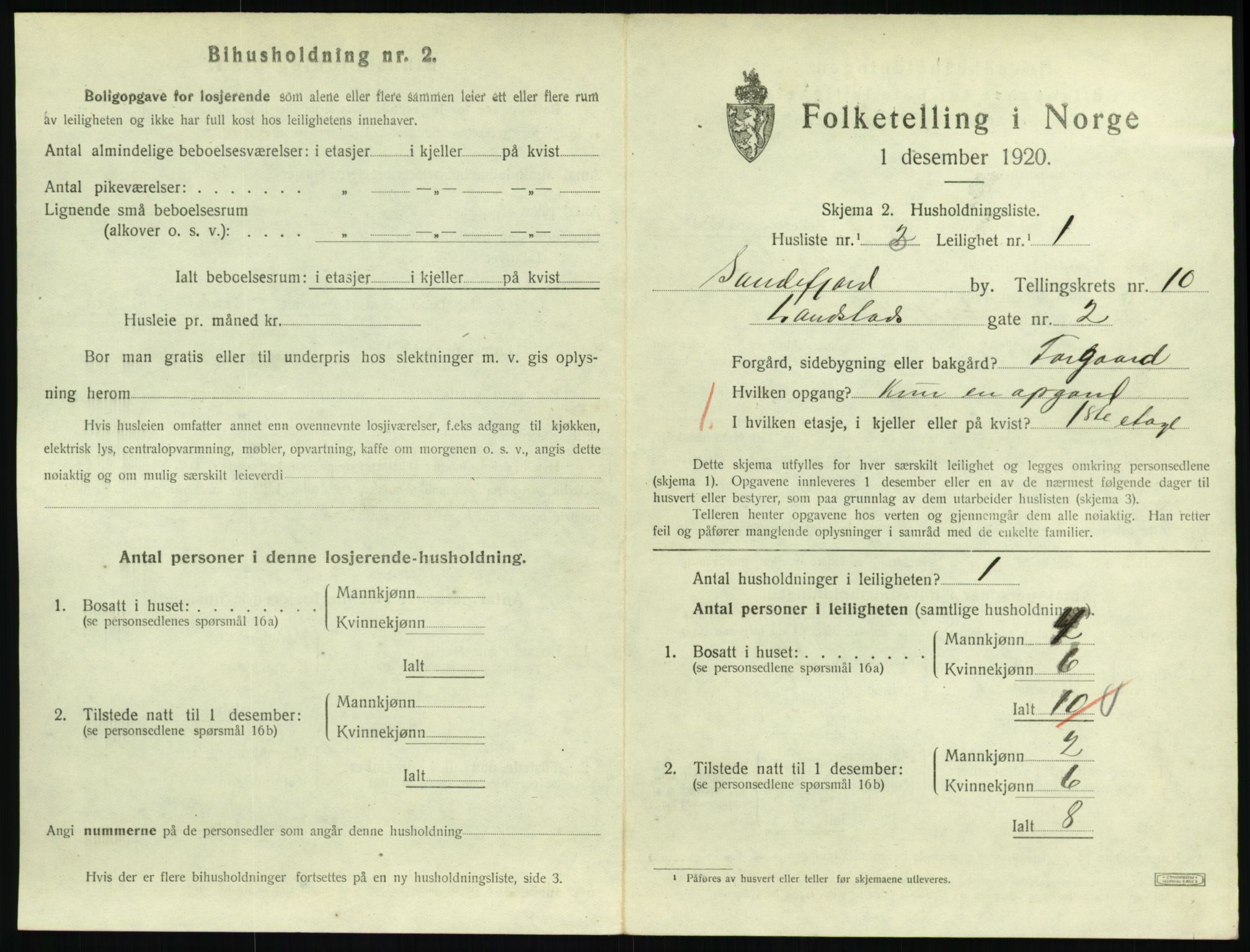 SAKO, 1920 census for Sandefjord, 1920, p. 3824