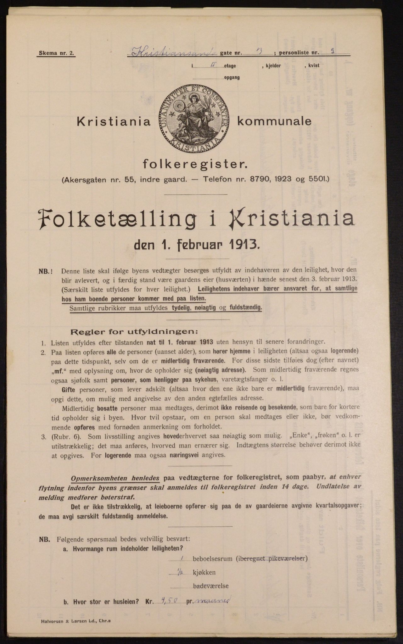 OBA, Municipal Census 1913 for Kristiania, 1913, p. 53954