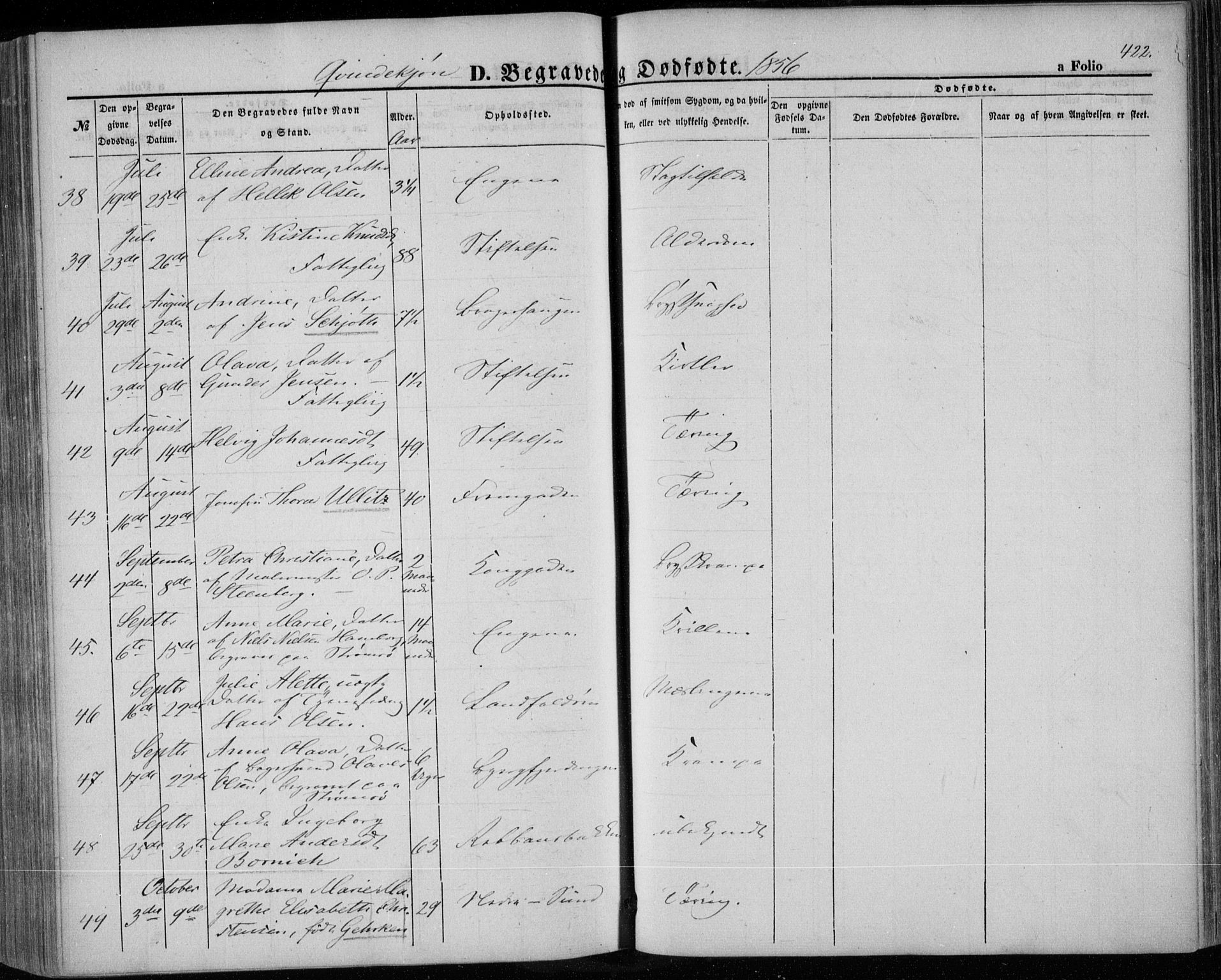 Bragernes kirkebøker, AV/SAKO-A-6/F/Fb/L0002: Parish register (official) no. II 2, 1848-1859, p. 422