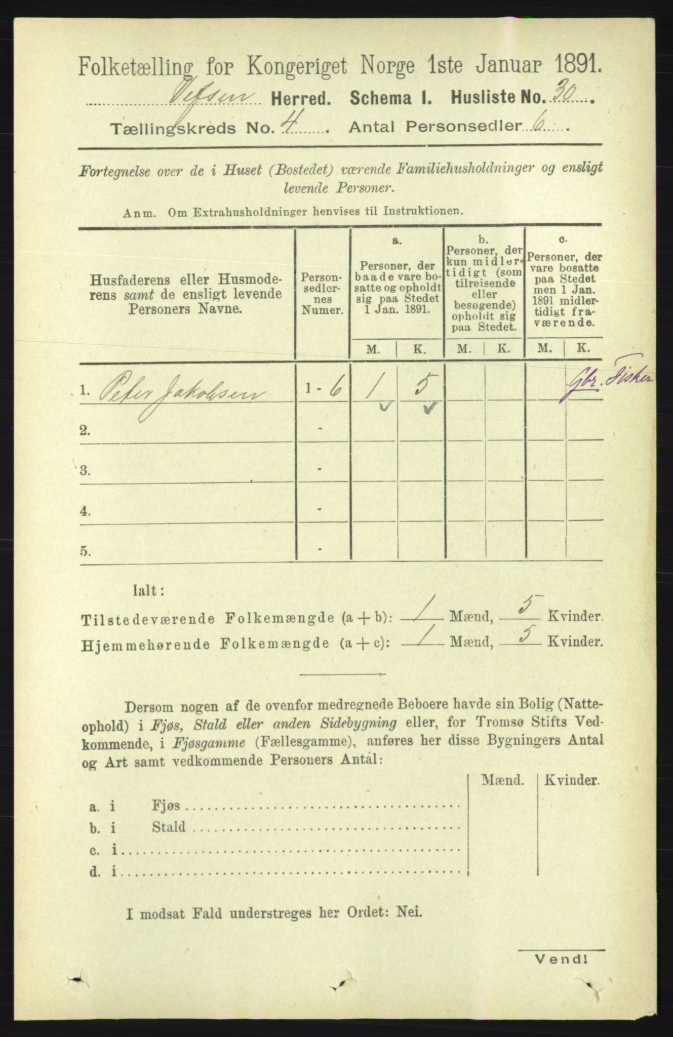 RA, 1891 census for 1824 Vefsn, 1891, p. 1592