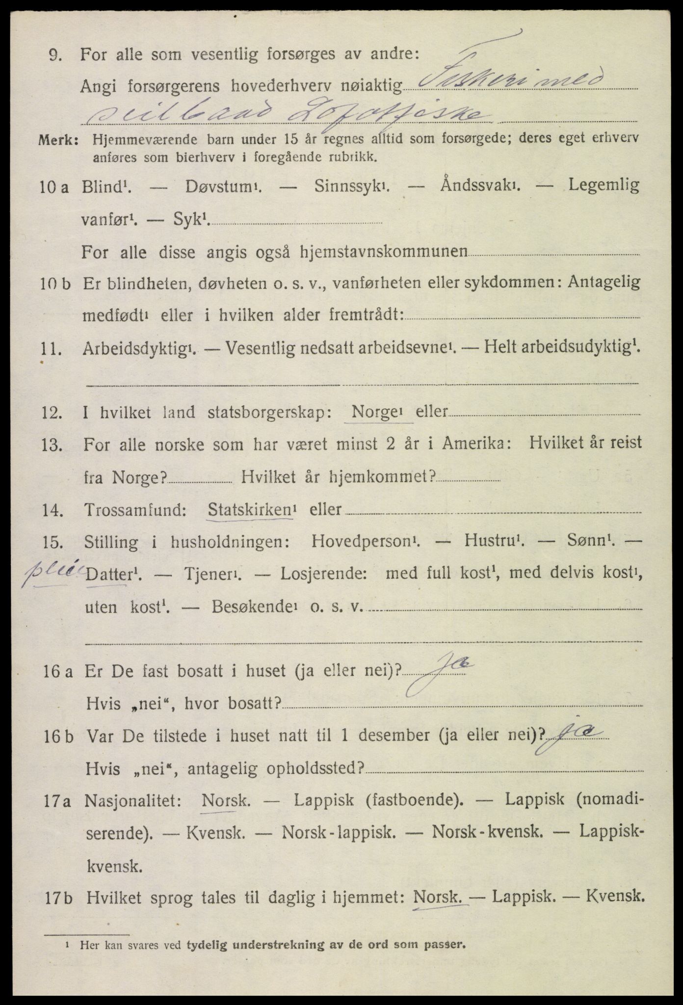 SAT, 1920 census for Vågan, 1920, p. 10186