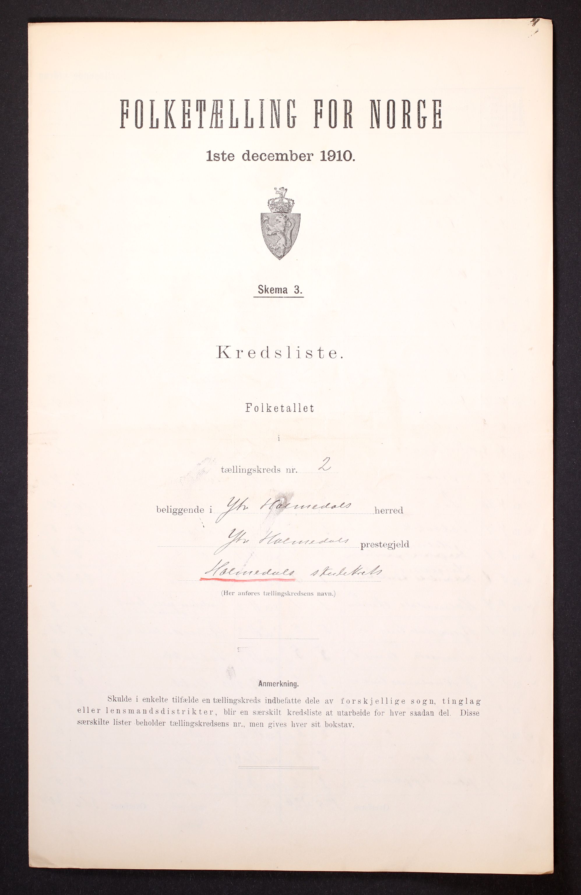 RA, 1910 census for Ytre Holmedal, 1910, p. 8