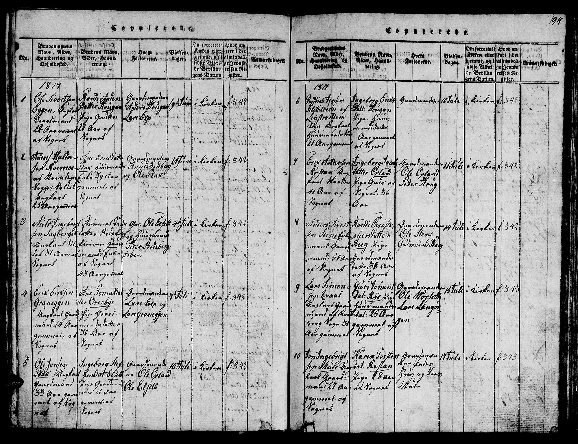 Ministerialprotokoller, klokkerbøker og fødselsregistre - Sør-Trøndelag, SAT/A-1456/612/L0385: Parish register (copy) no. 612C01, 1816-1845, p. 194