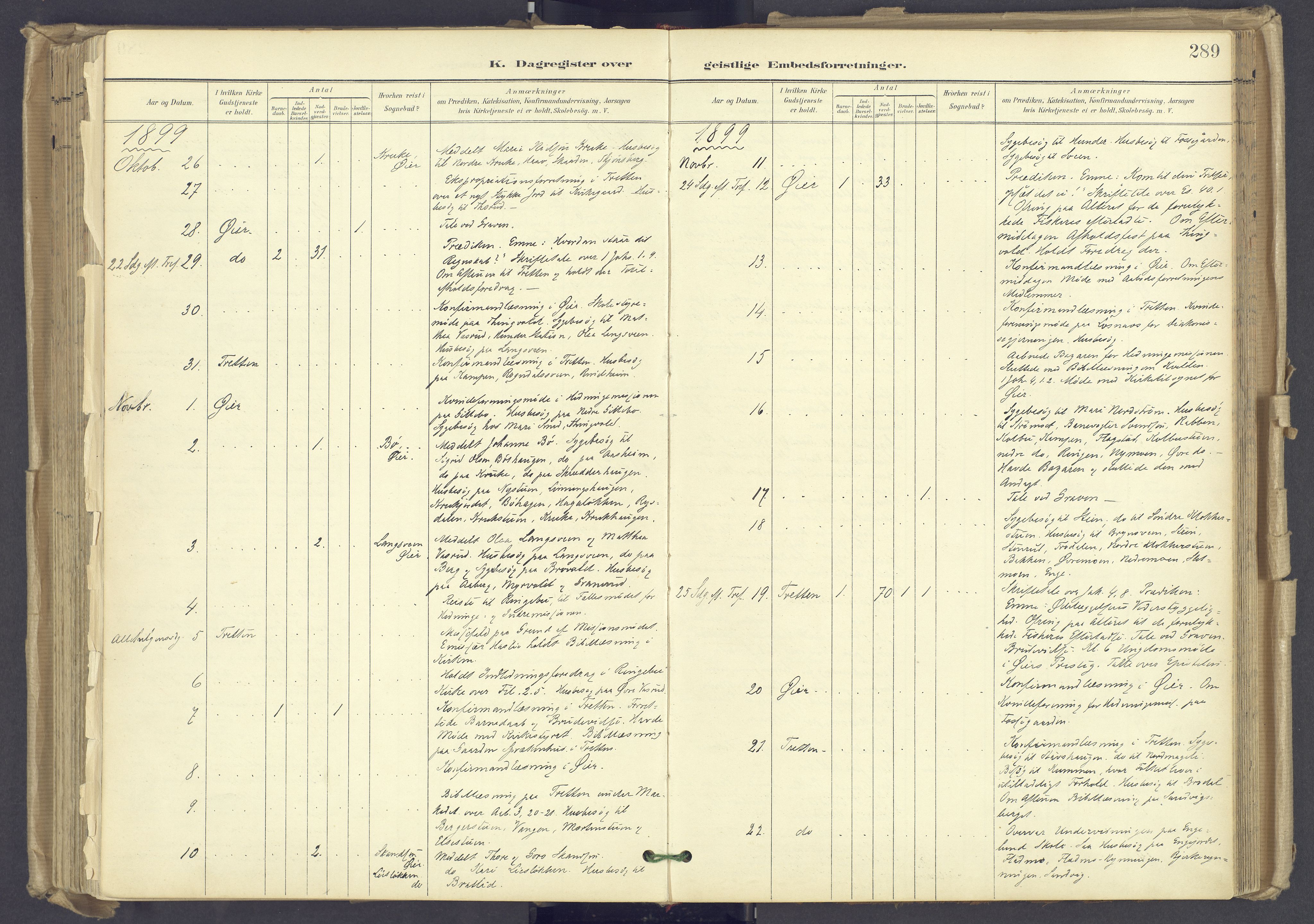 Øyer prestekontor, AV/SAH-PREST-084/H/Ha/Haa/L0012: Parish register (official) no. 12, 1897-1920, p. 289