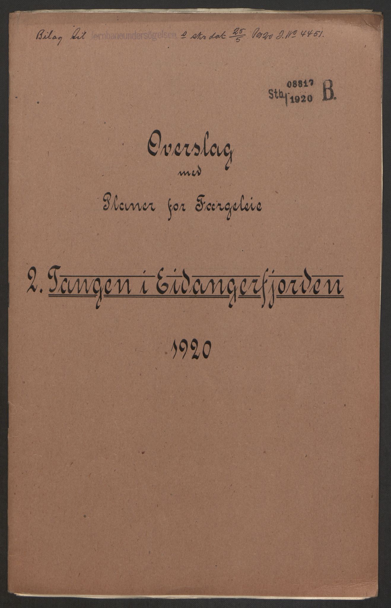 Norges Statsbaner, Baneavdelingen B, RA/S-1619/1/F/Fa/L0042: NORGE-JYLLAND, 1920, p. 19