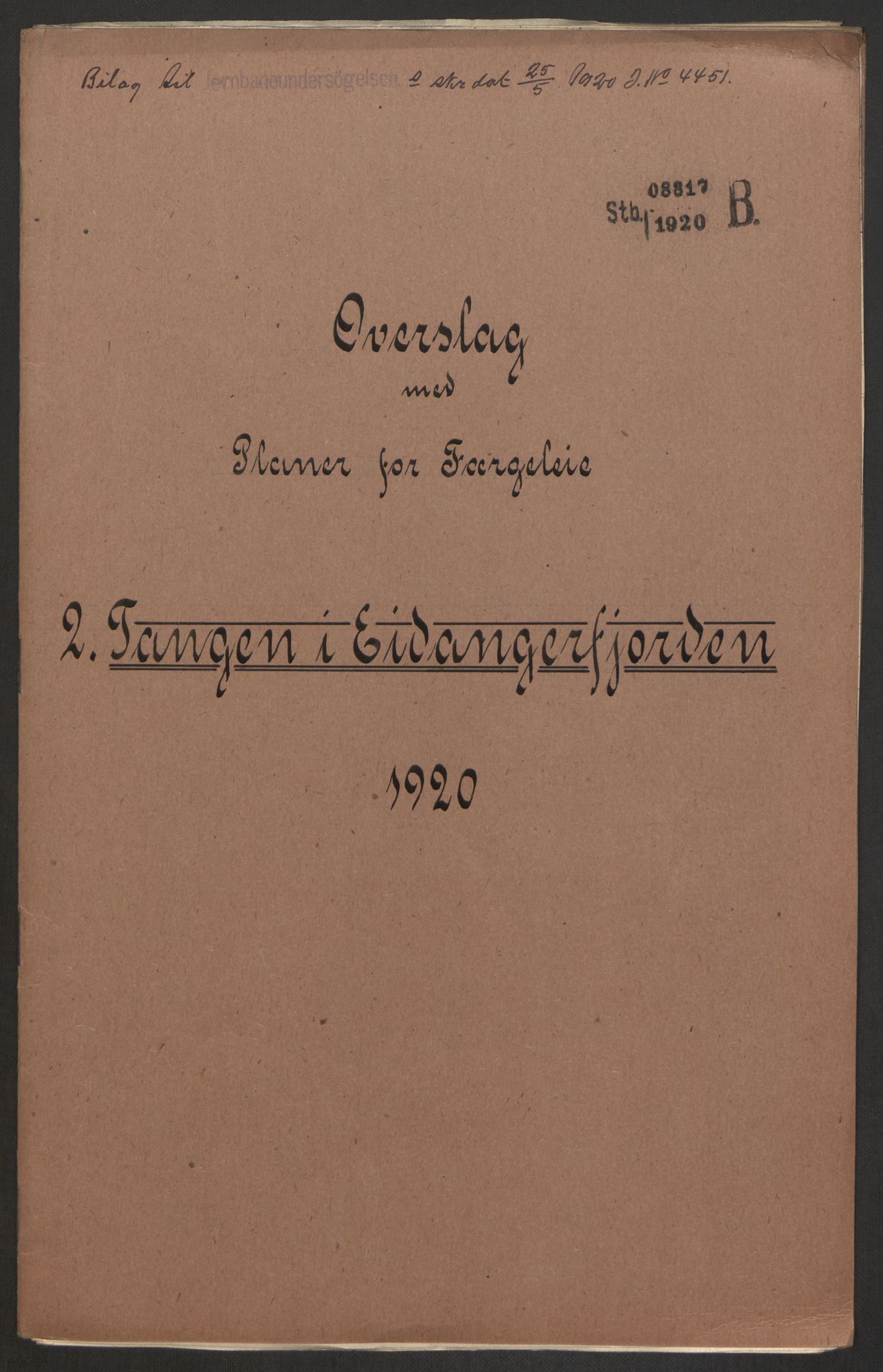 Norges Statsbaner, Baneavdelingen B, AV/RA-S-1619/1/F/Fa/L0042: NORGE-JYLLAND, 1920, p. 19