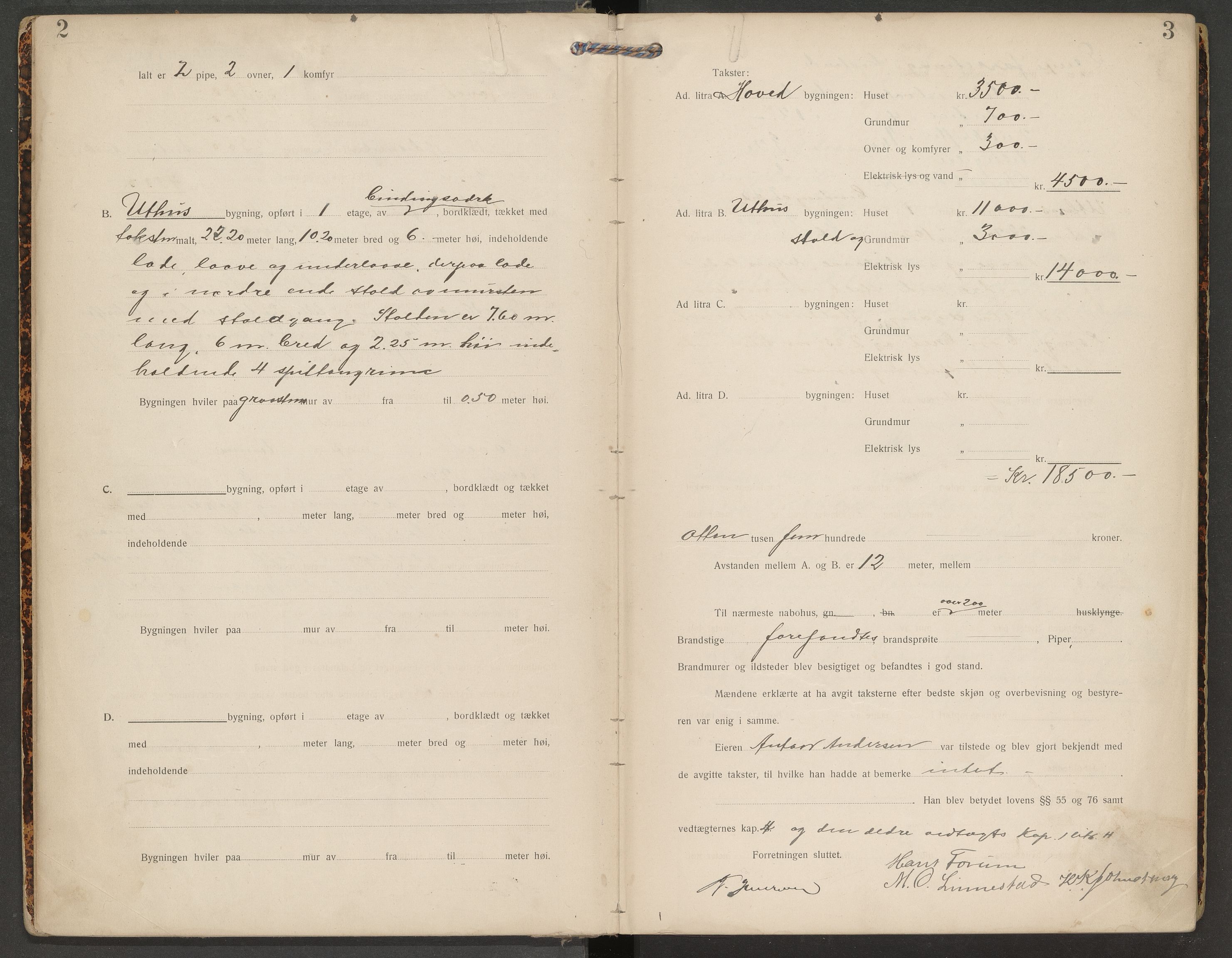Ramnes lensmannskontor, AV/SAKO-A-581/Y/Yc/Yca/L0002: Branntakstprotokoll, 1918-1927