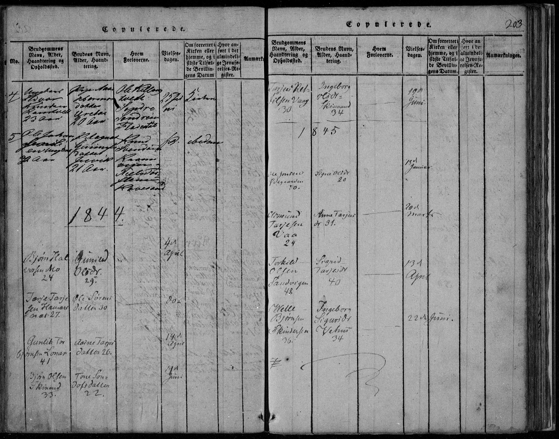 Rauland kirkebøker, AV/SAKO-A-292/F/Fa/L0001: Parish register (official) no. I 1, 1814-1859, p. 203