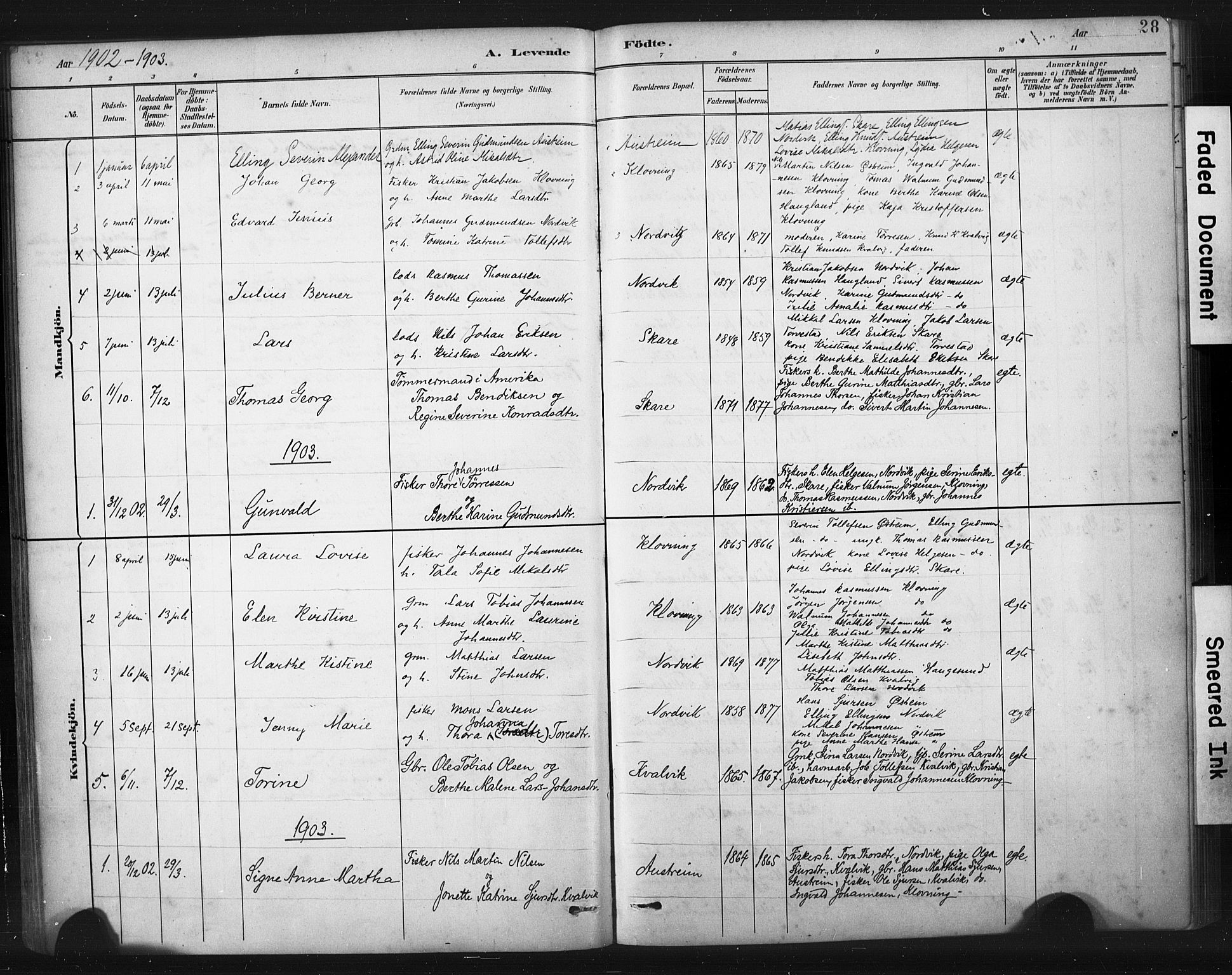 Torvastad sokneprestkontor, AV/SAST-A -101857/H/Ha/Haa/L0016: Parish register (official) no. A 15, 1883-1903, p. 28