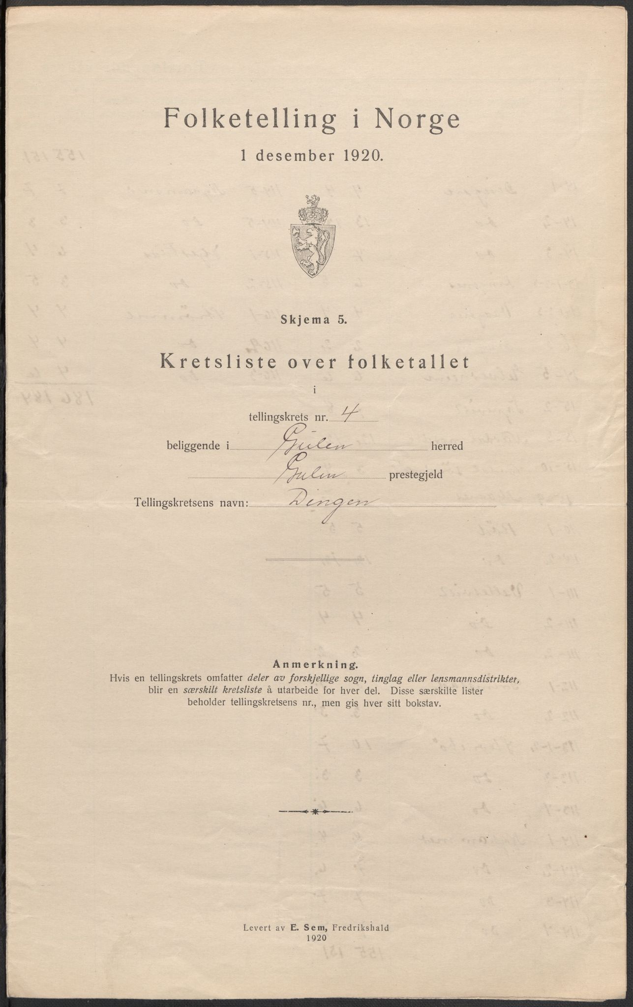 SAB, 1920 census for Gulen, 1920, p. 14