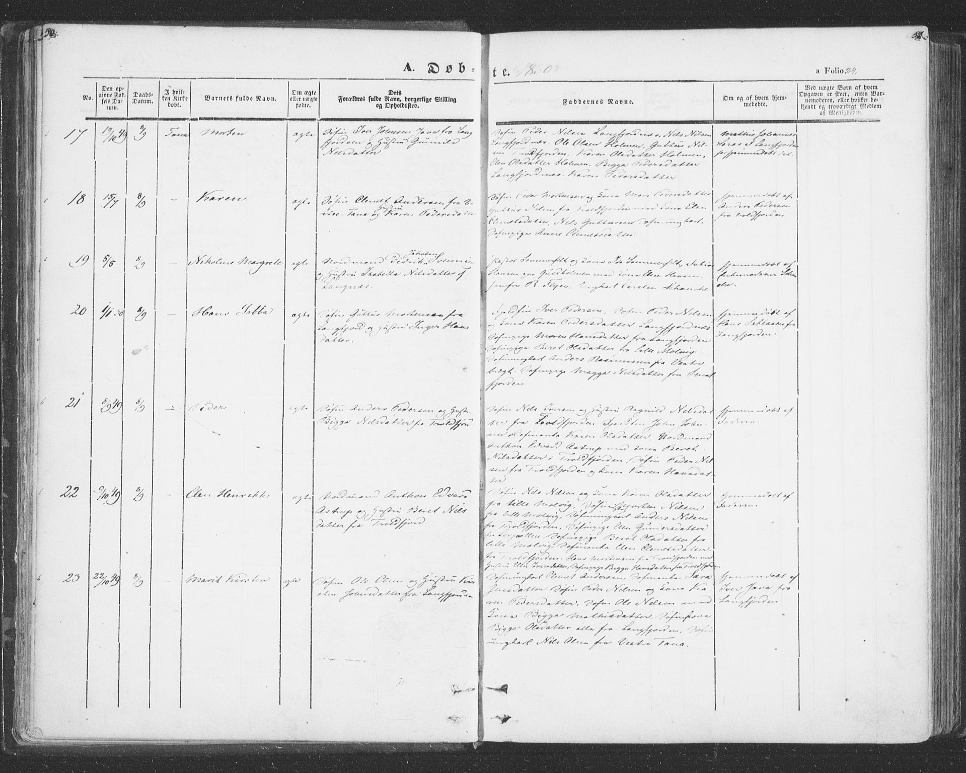 Tana sokneprestkontor, AV/SATØ-S-1334/H/Ha/L0001kirke: Parish register (official) no. 1, 1846-1861, p. 24