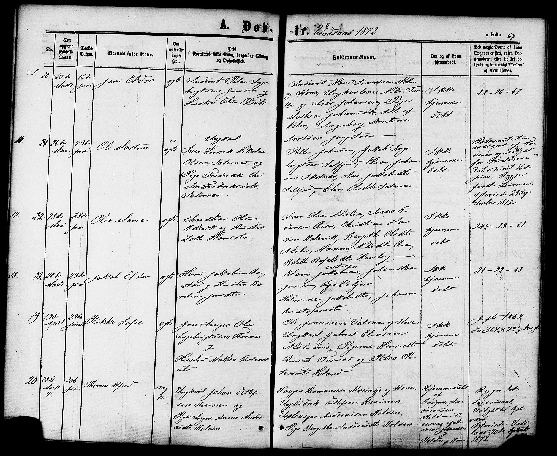 Ministerialprotokoller, klokkerbøker og fødselsregistre - Nordland, AV/SAT-A-1459/810/L0146: Parish register (official) no. 810A08 /1, 1862-1874, p. 67