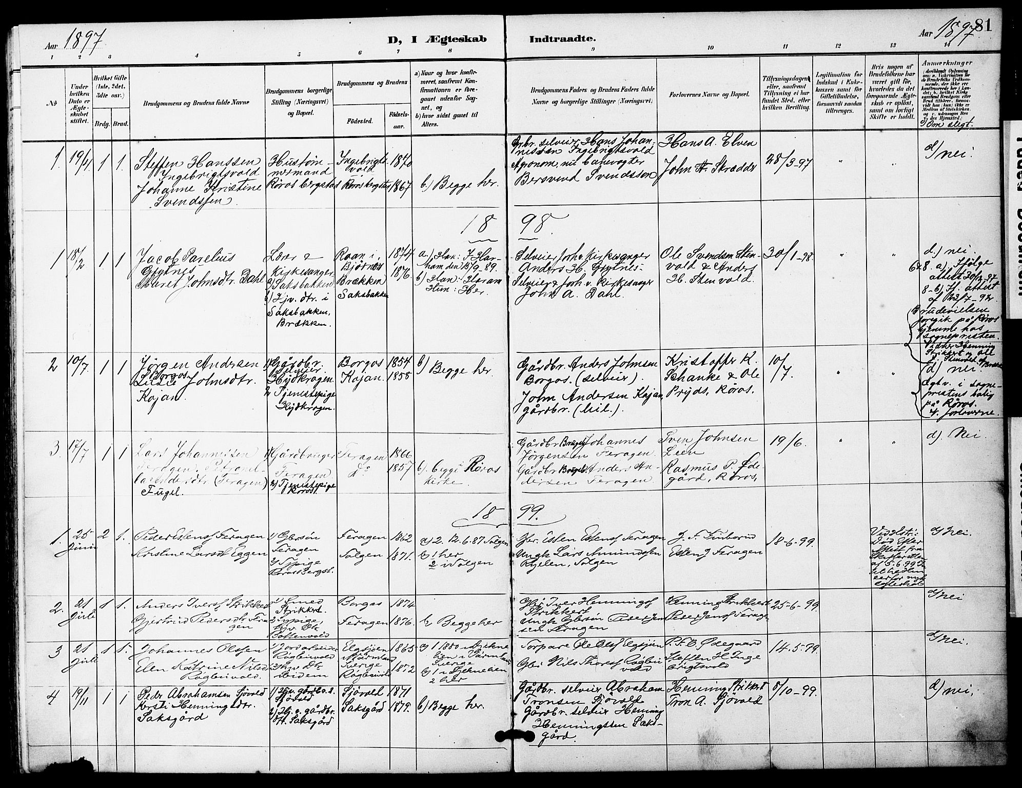 Ministerialprotokoller, klokkerbøker og fødselsregistre - Sør-Trøndelag, SAT/A-1456/683/L0950: Parish register (copy) no. 683C02, 1897-1918, p. 81