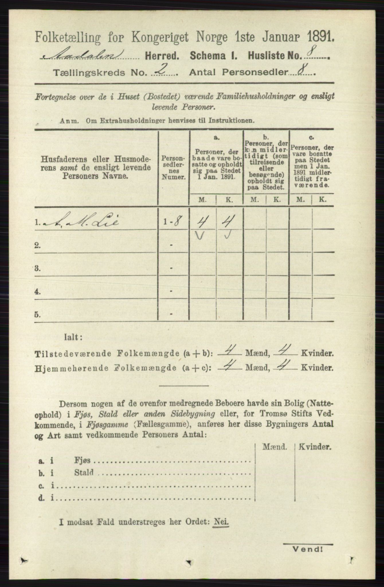 RA, 1891 census for 0614 Ådal, 1891, p. 596