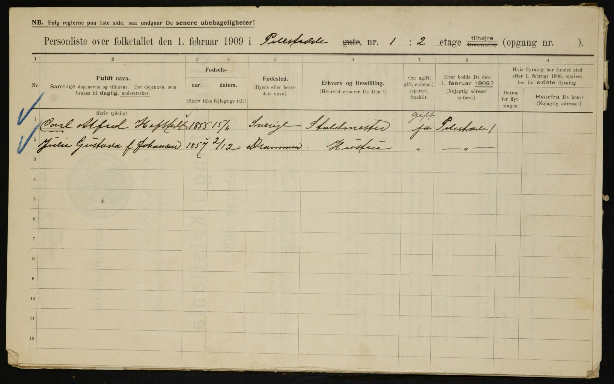 OBA, Municipal Census 1909 for Kristiania, 1909, p. 71386