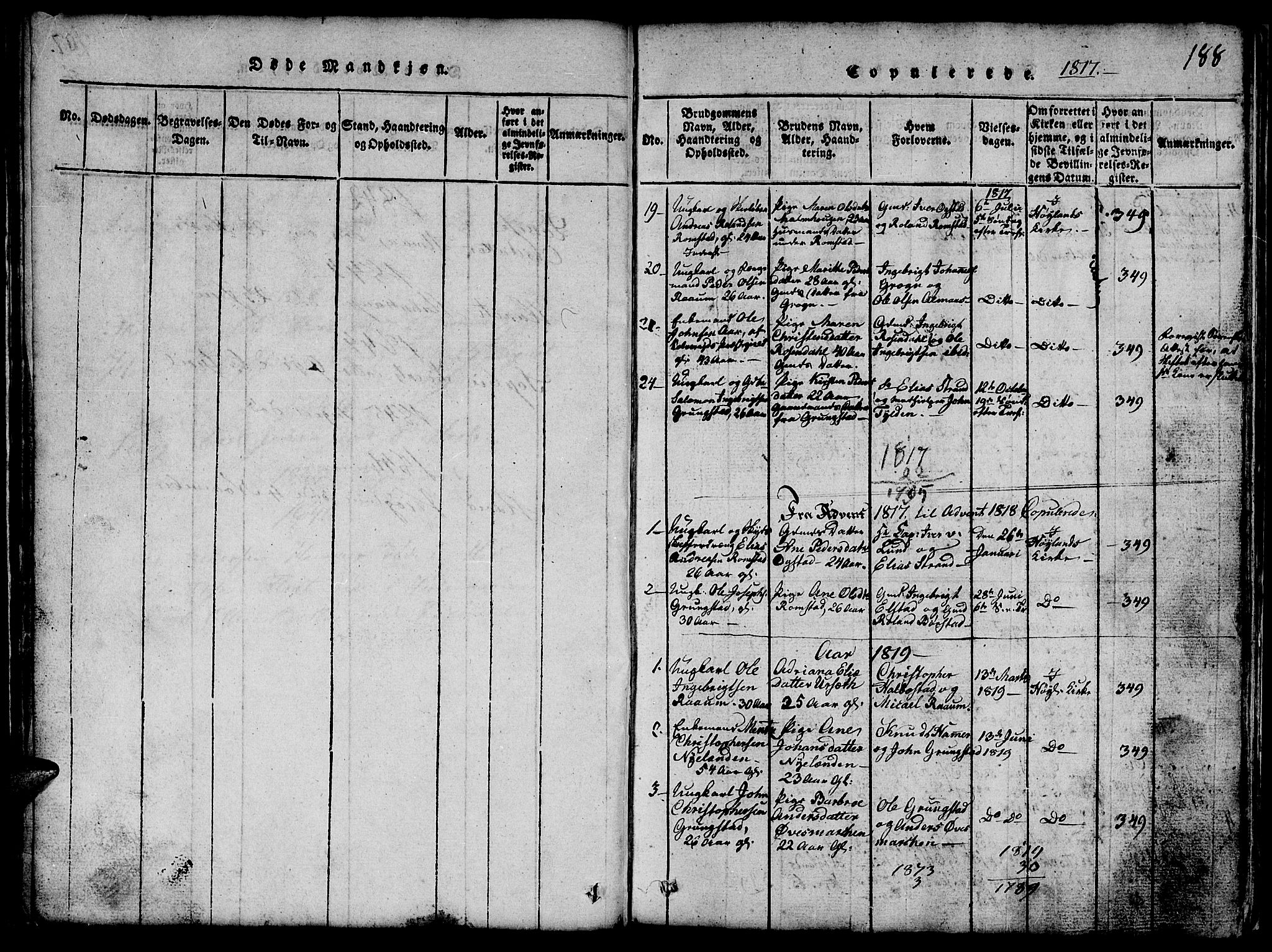 Ministerialprotokoller, klokkerbøker og fødselsregistre - Nord-Trøndelag, SAT/A-1458/765/L0562: Parish register (copy) no. 765C01, 1817-1851, p. 188