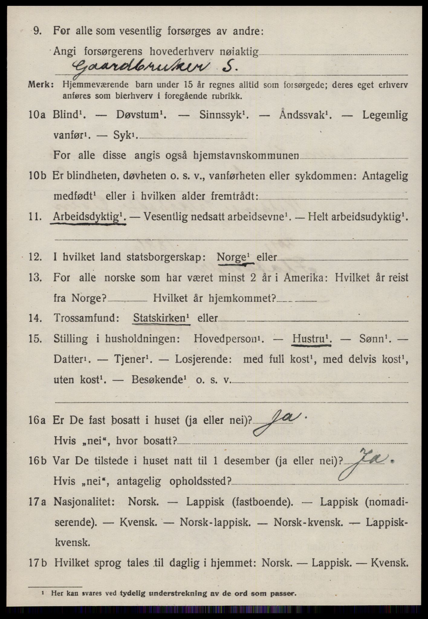 SAT, 1920 census for Osen, 1920, p. 2550