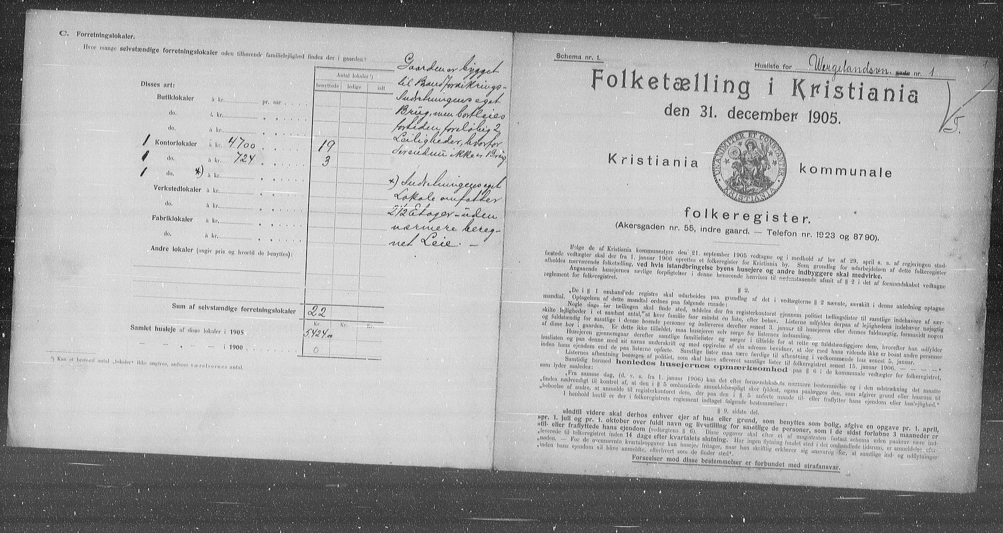 OBA, Municipal Census 1905 for Kristiania, 1905, p. 67158
