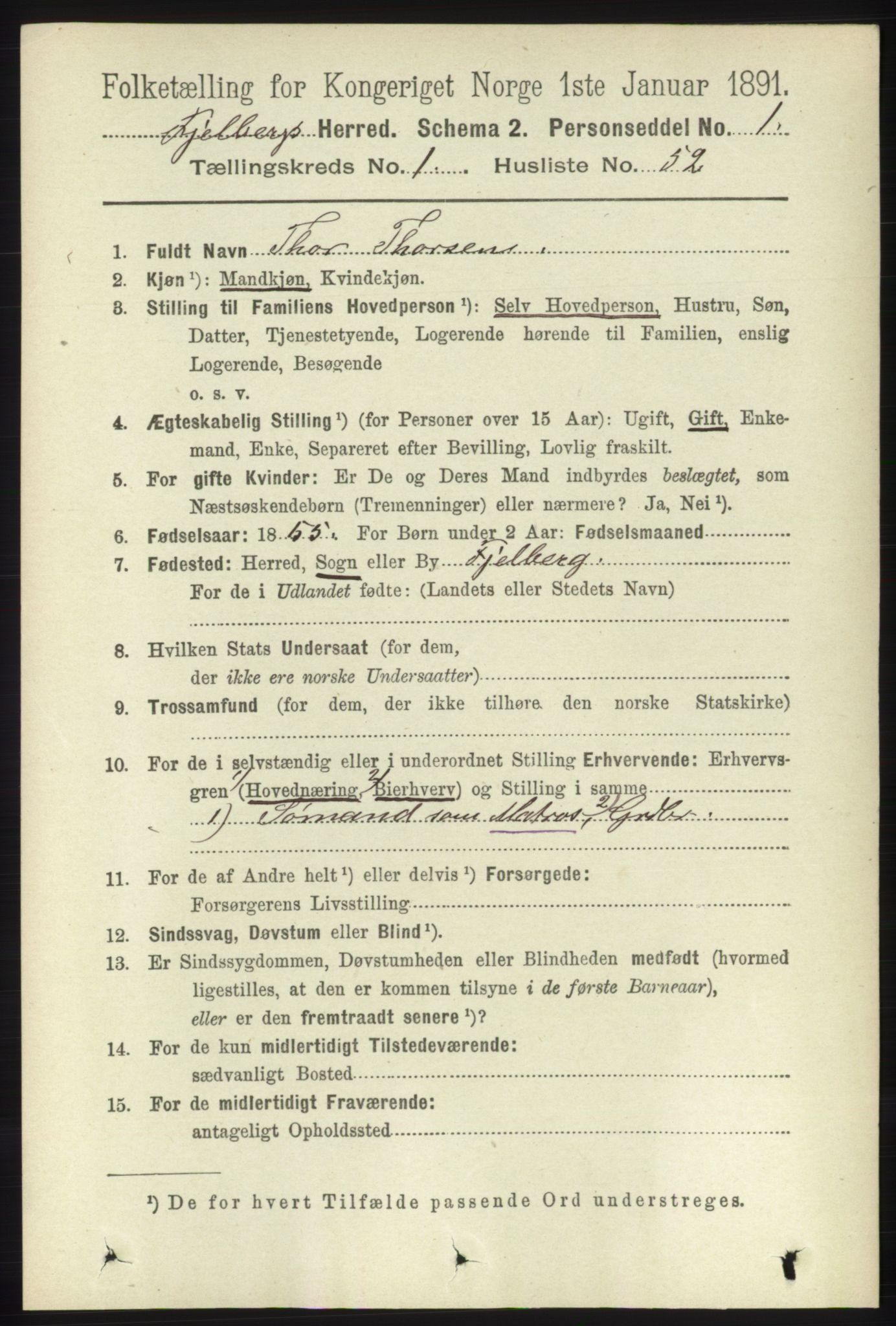 RA, 1891 census for 1213 Fjelberg, 1891, p. 368