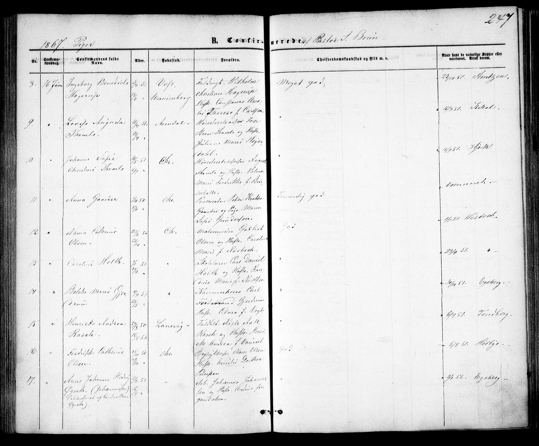 Trefoldighet prestekontor Kirkebøker, AV/SAO-A-10882/F/Fb/L0001: Parish register (official) no. II 1, 1858-1871, p. 247