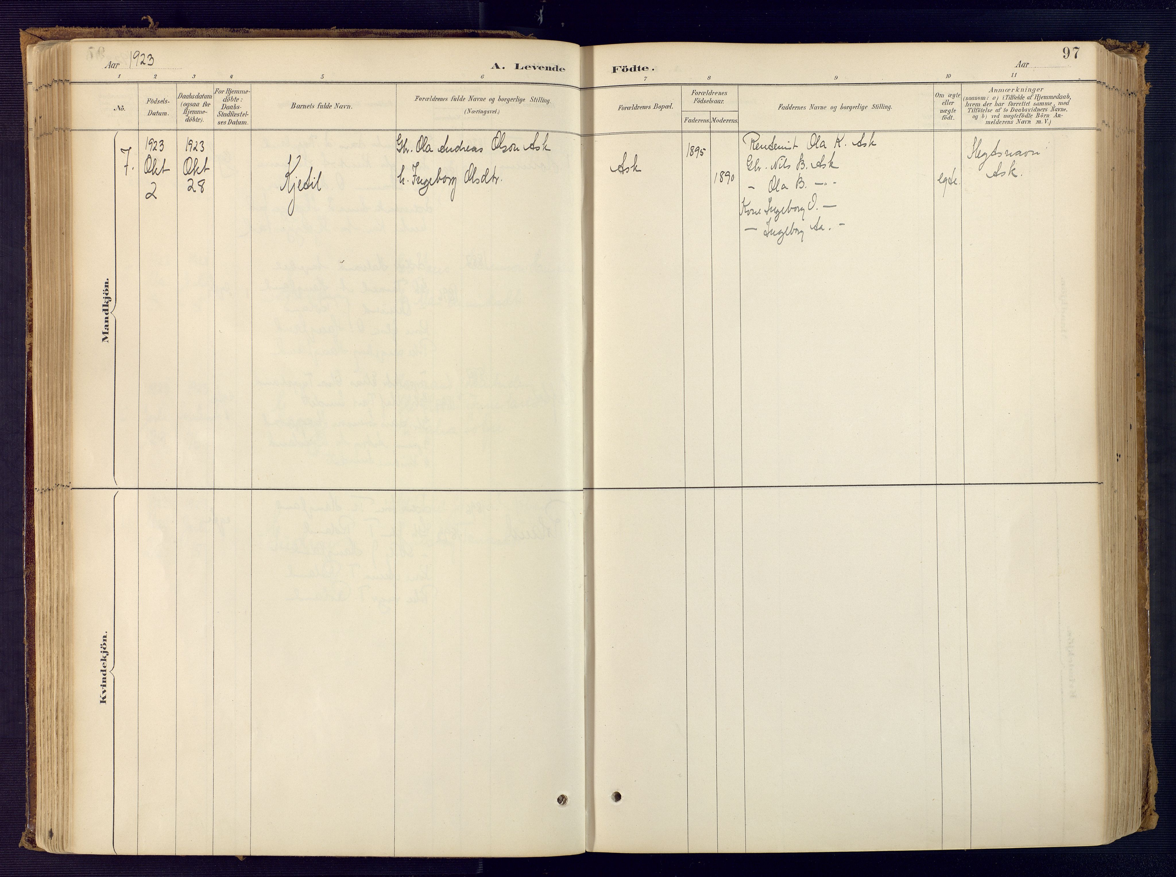 Bjelland sokneprestkontor, AV/SAK-1111-0005/F/Fa/Faa/L0004: Parish register (official) no. A 4, 1887-1923, p. 97