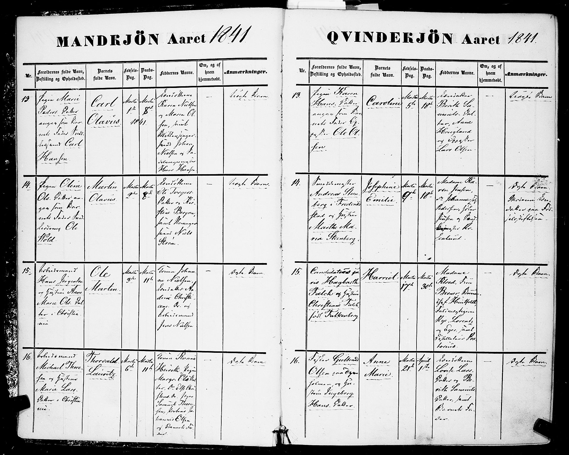 Rikshospitalet prestekontor Kirkebøker, SAO/A-10309b/F/L0003: Parish register (official) no. 3, 1841-1853, p. 5