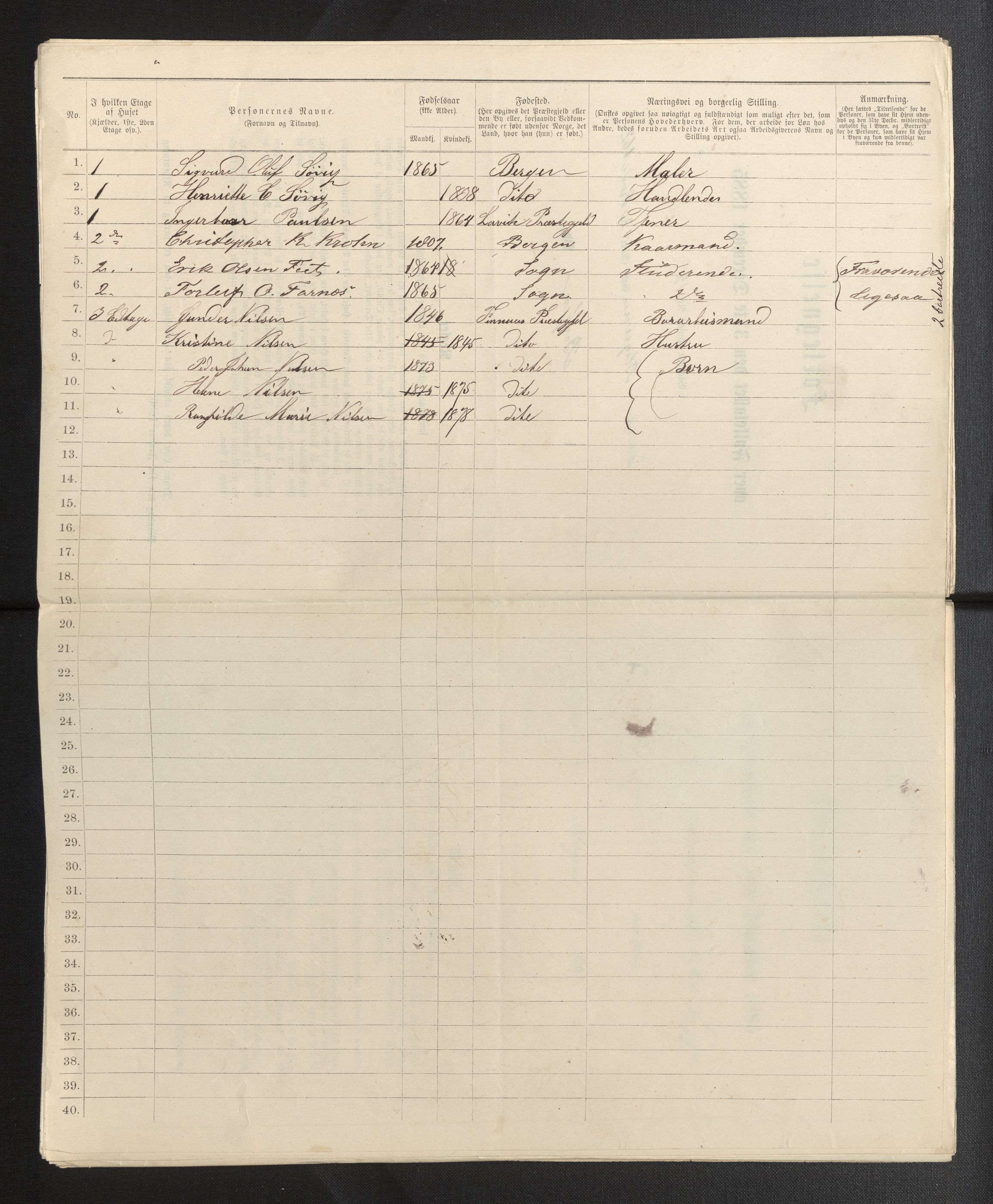 SAB, 1885 census for 1301 Bergen, 1885, p. 514