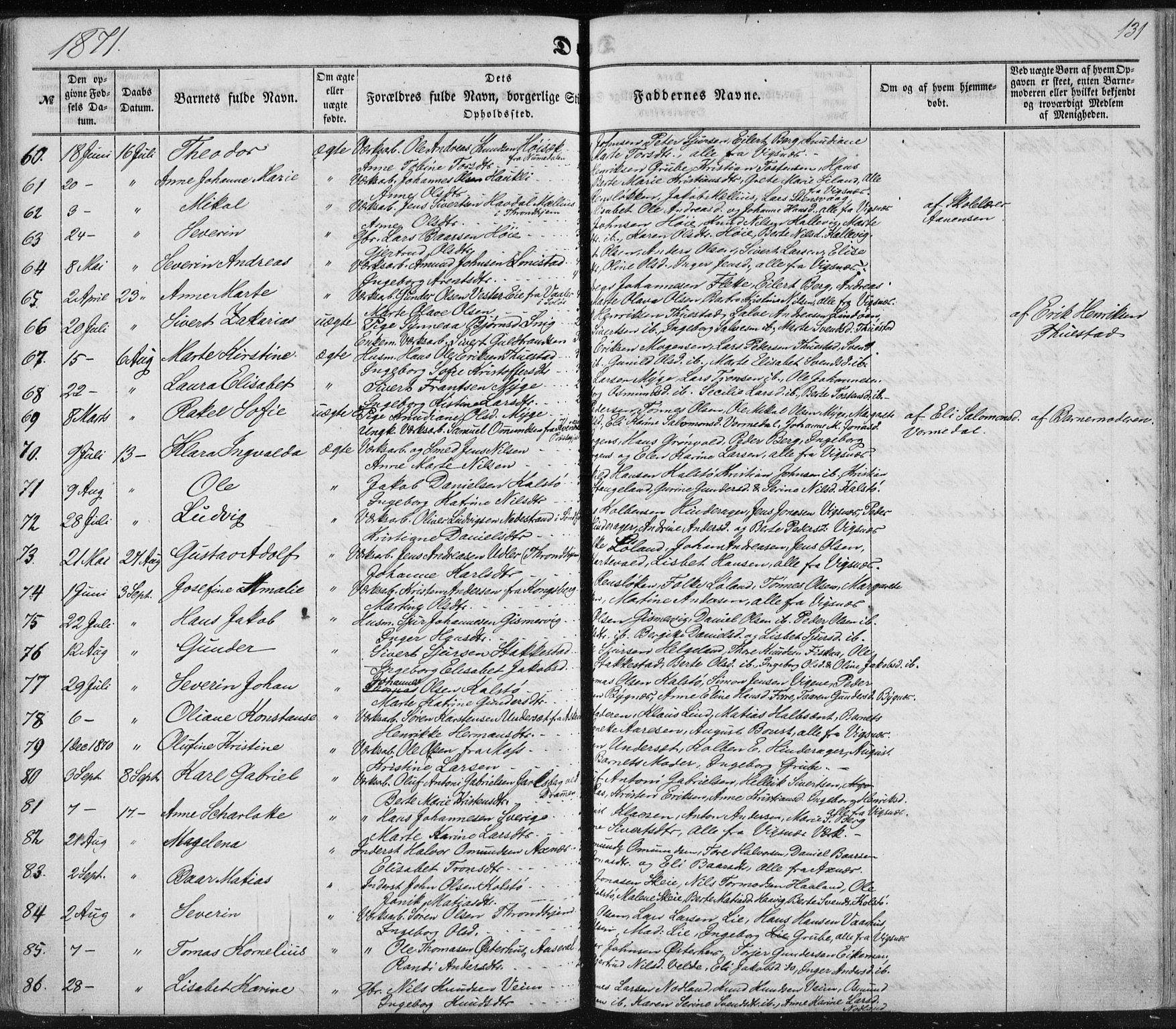 Avaldsnes sokneprestkontor, SAST/A -101851/H/Ha/Haa/L0010: Parish register (official) no. A 10, 1857-1876, p. 131