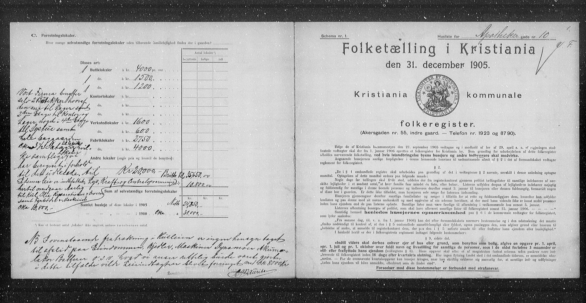 OBA, Municipal Census 1905 for Kristiania, 1905, p. 759