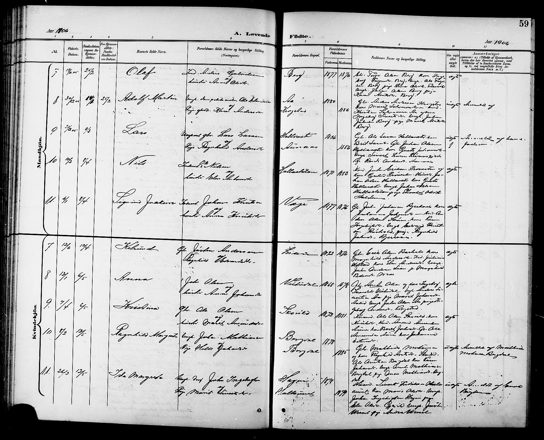 Ministerialprotokoller, klokkerbøker og fødselsregistre - Sør-Trøndelag, AV/SAT-A-1456/630/L0505: Parish register (copy) no. 630C03, 1899-1914, p. 59