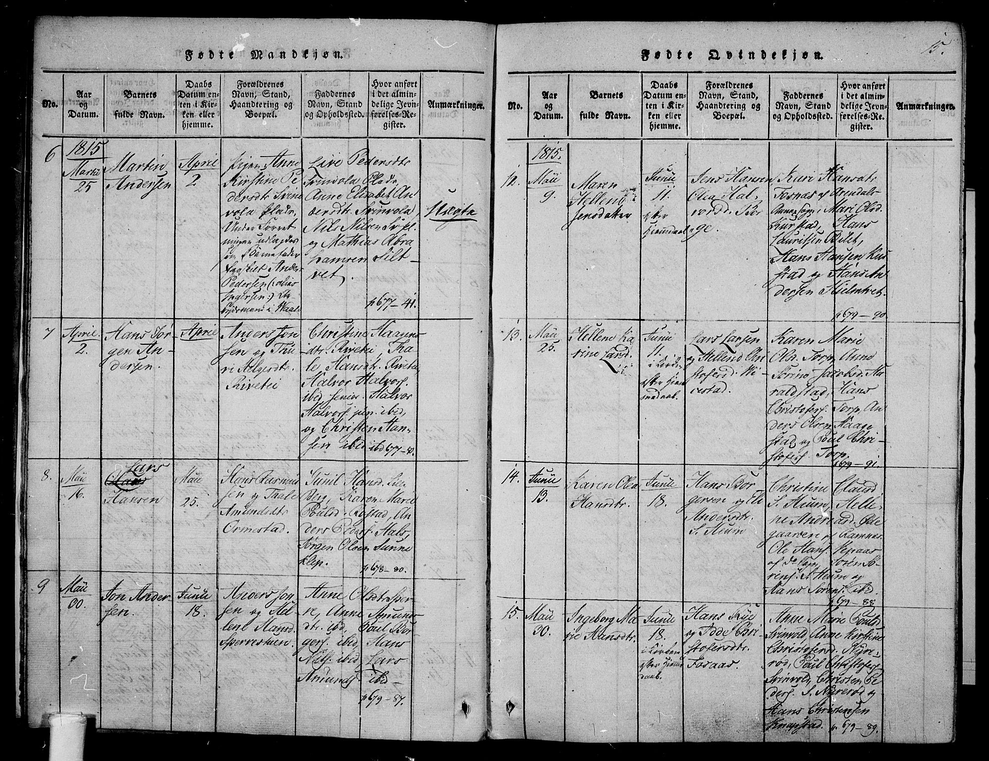 Våle kirkebøker, SAKO/A-334/F/Fa/L0007: Parish register (official) no. I 7, 1814-1824, p. 14-15