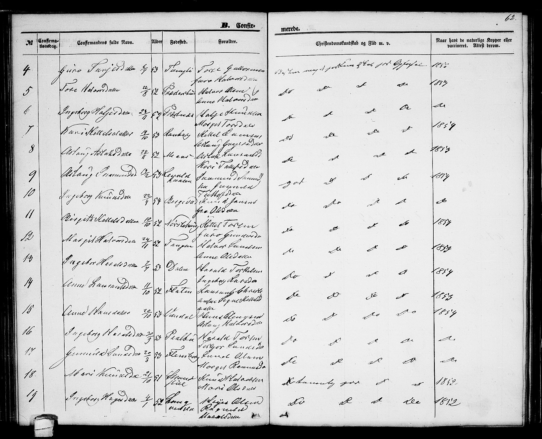 Seljord kirkebøker, SAKO/A-20/G/Ga/L0003: Parish register (copy) no. I 3, 1866-1873, p. 62