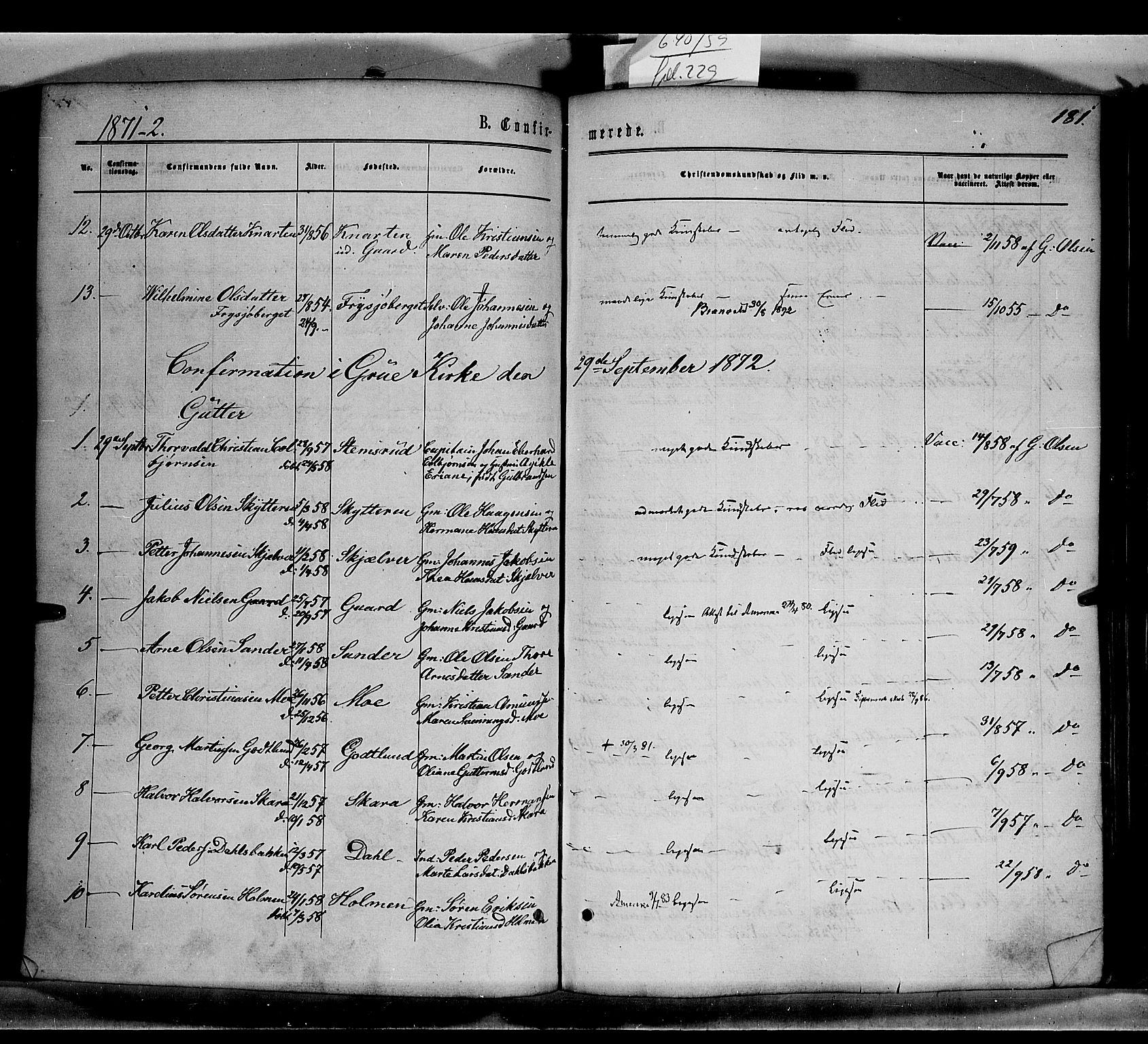 Grue prestekontor, AV/SAH-PREST-036/H/Ha/Haa/L0010: Parish register (official) no. 10, 1864-1873, p. 181