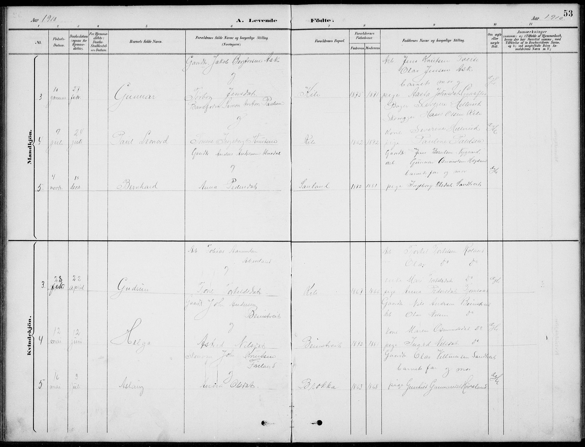 Vennesla sokneprestkontor, AV/SAK-1111-0045/Fb/Fba/L0003: Parish register (copy) no. B 3, 1890-1919, p. 53