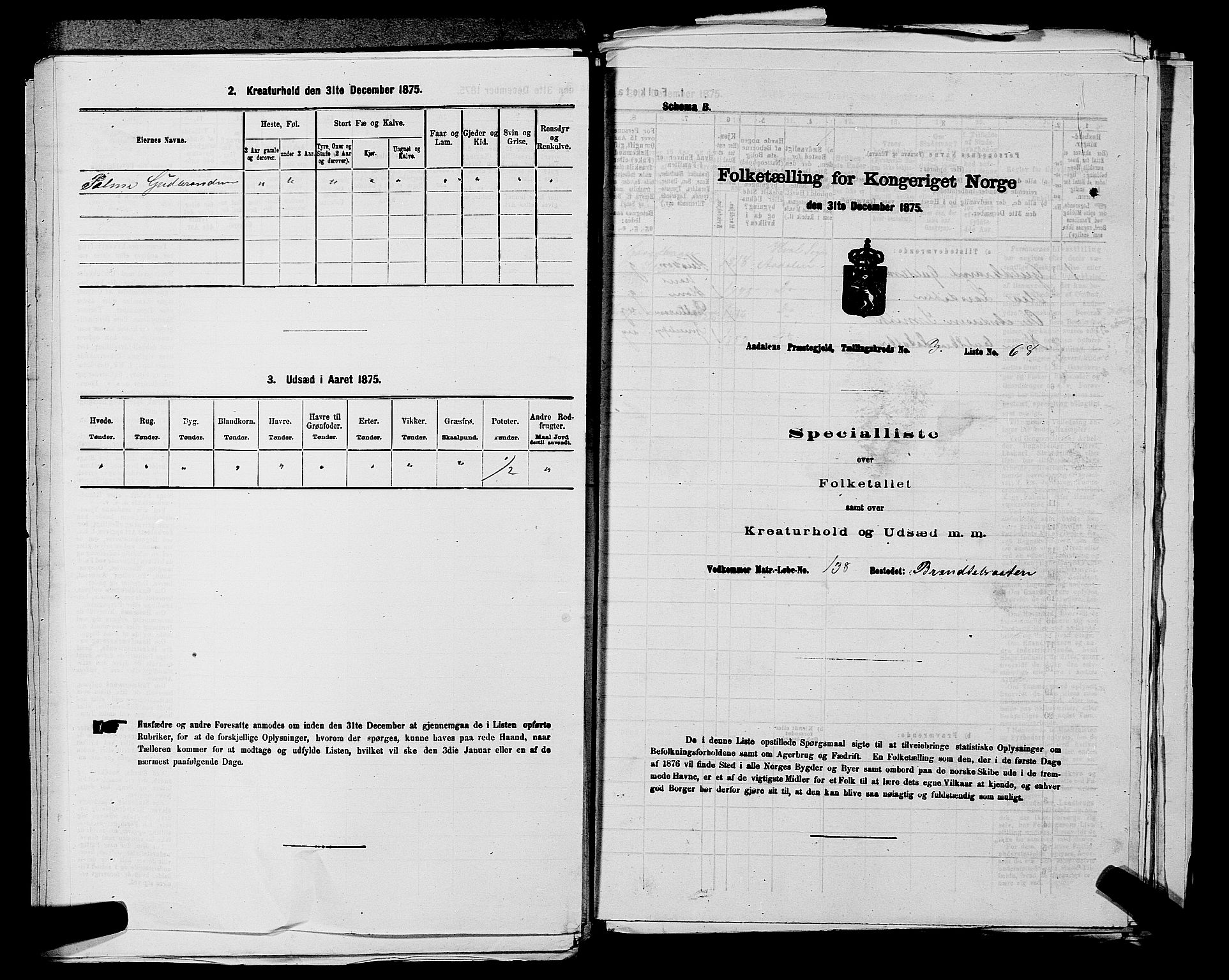 SAKO, 1875 census for 0614P Ådal, 1875, p. 659
