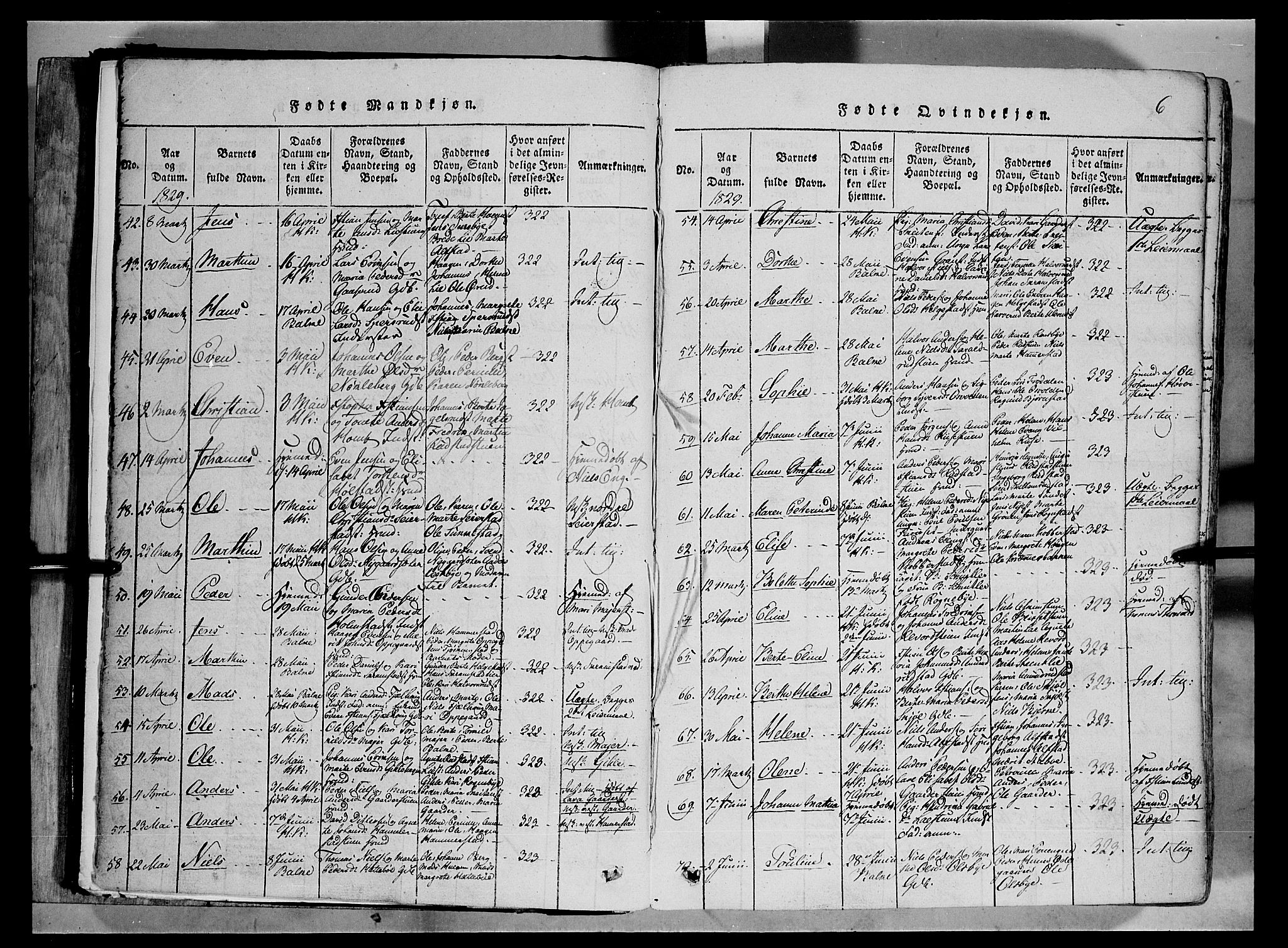 Østre Toten prestekontor, AV/SAH-PREST-104/H/Ha/Haa/L0001: Parish register (official) no. 1, 1828-1839, p. 6