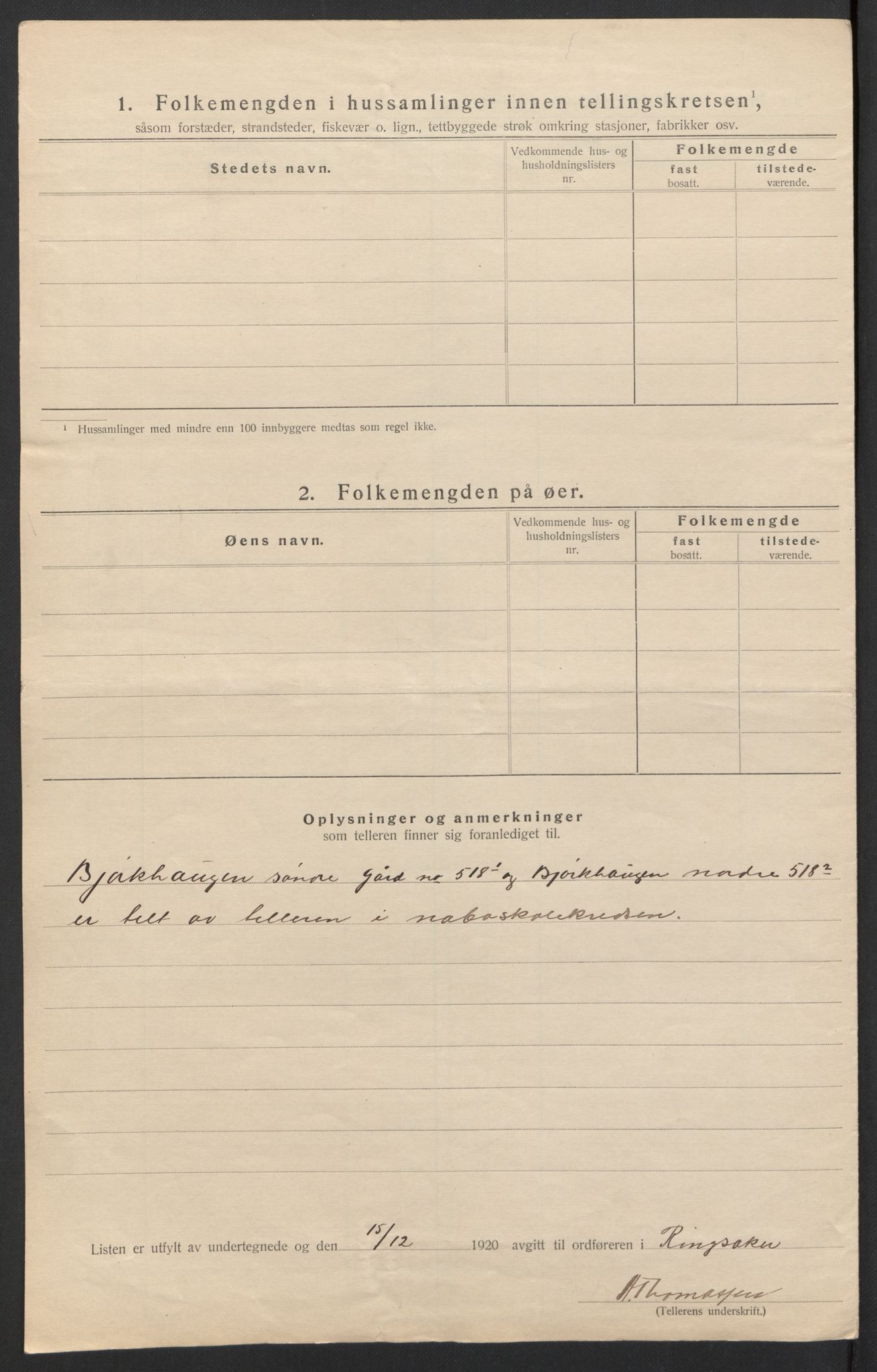 SAH, 1920 census for Ringsaker, 1920, p. 65