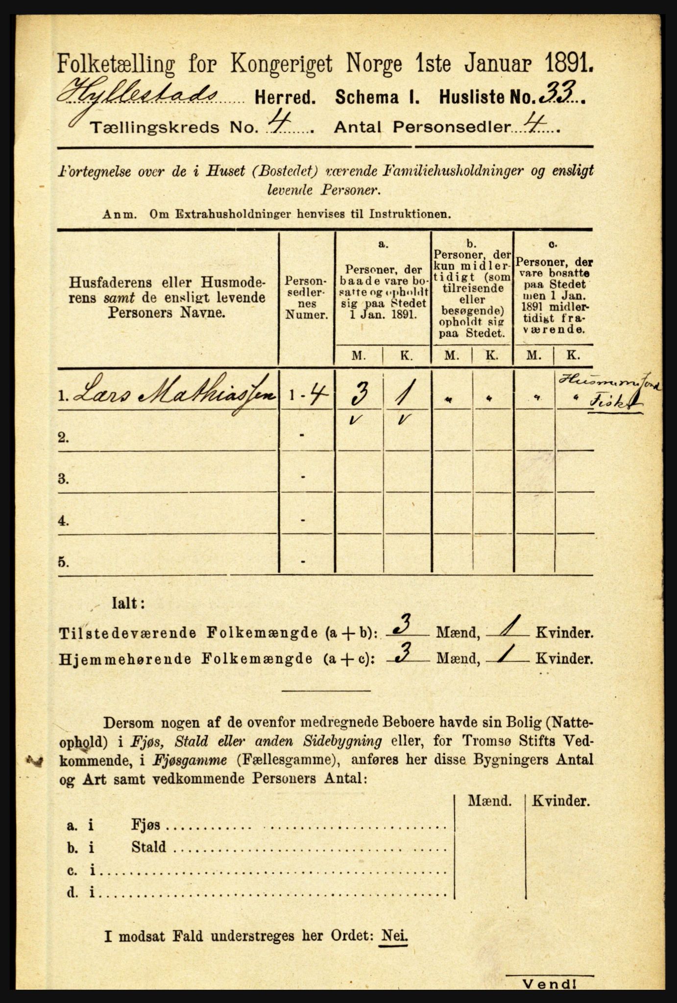 RA, 1891 census for 1413 Hyllestad, 1891, p. 574